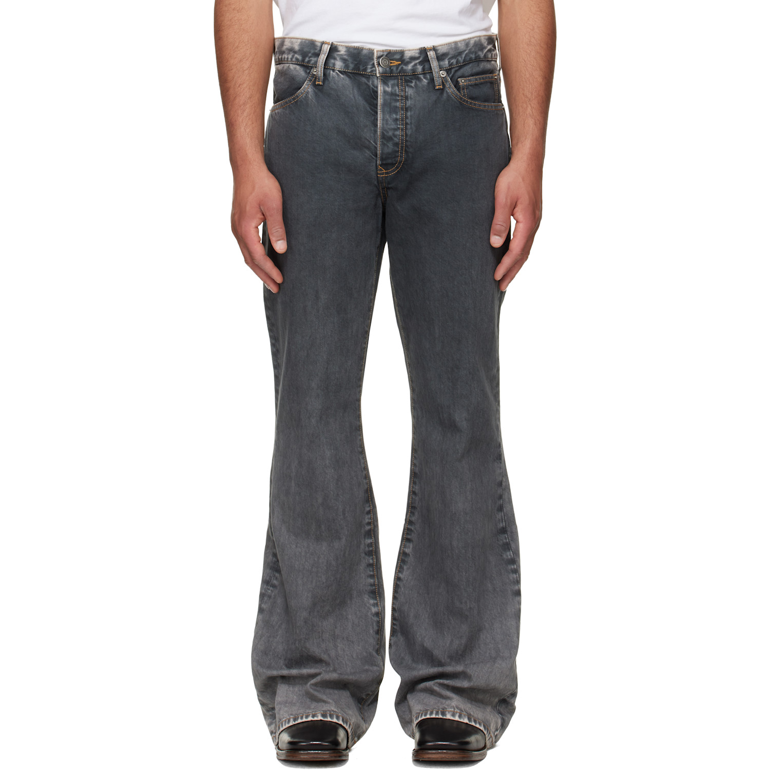 COÛT DE LA LIBERTÉ Black Jimmy Ecru Twill Flare Jeans