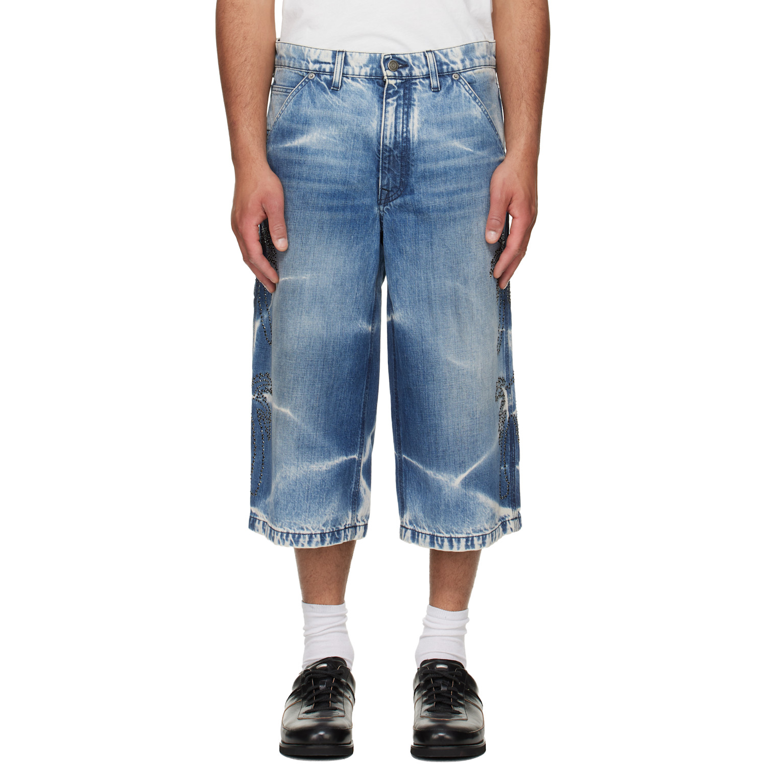 COÛT DE LA LIBERTÉ Blue Grayson Cripsy Denim Palm Devils Painter Shorts