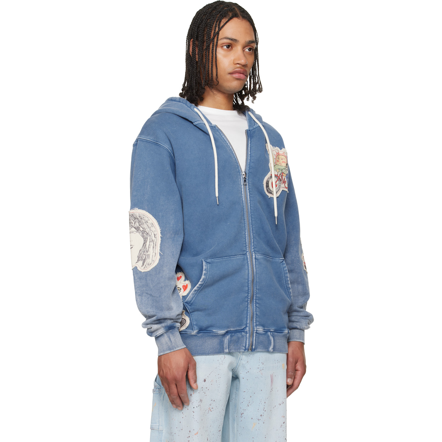  Coût De La Liberté Pull à Capuche Lynard California Bleu En Tissu éponge à Glissière Et à Appliqués Graphiques 