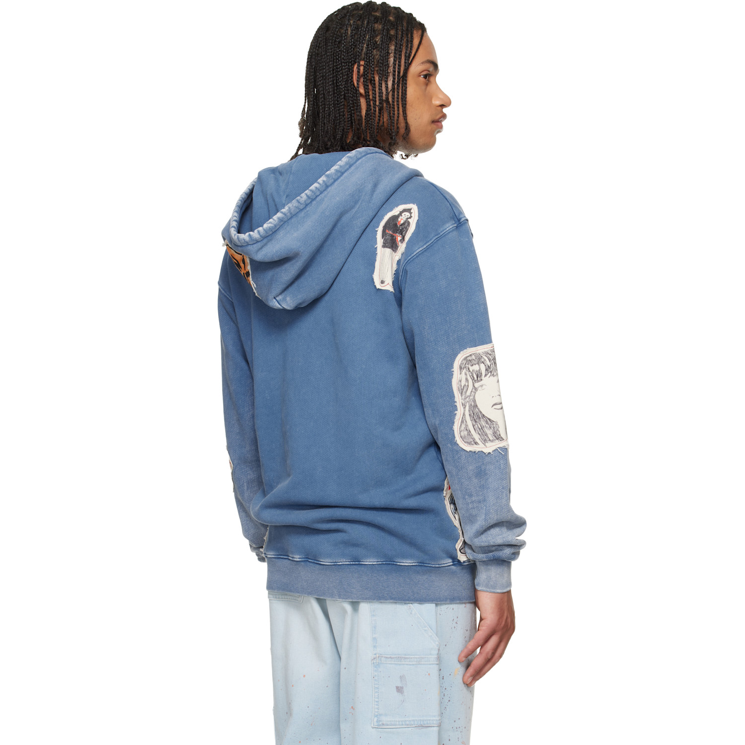  Coût De La Liberté Pull à Capuche Lynard California Bleu En Tissu éponge à Glissière Et à Appliqués Graphiques 
