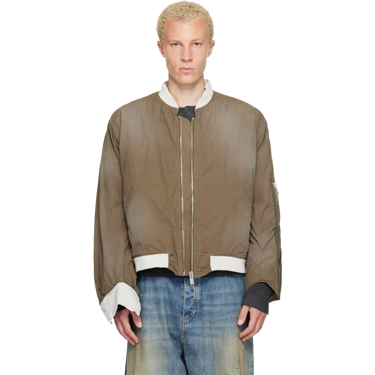 424 Khaki Military Bomber Jacket