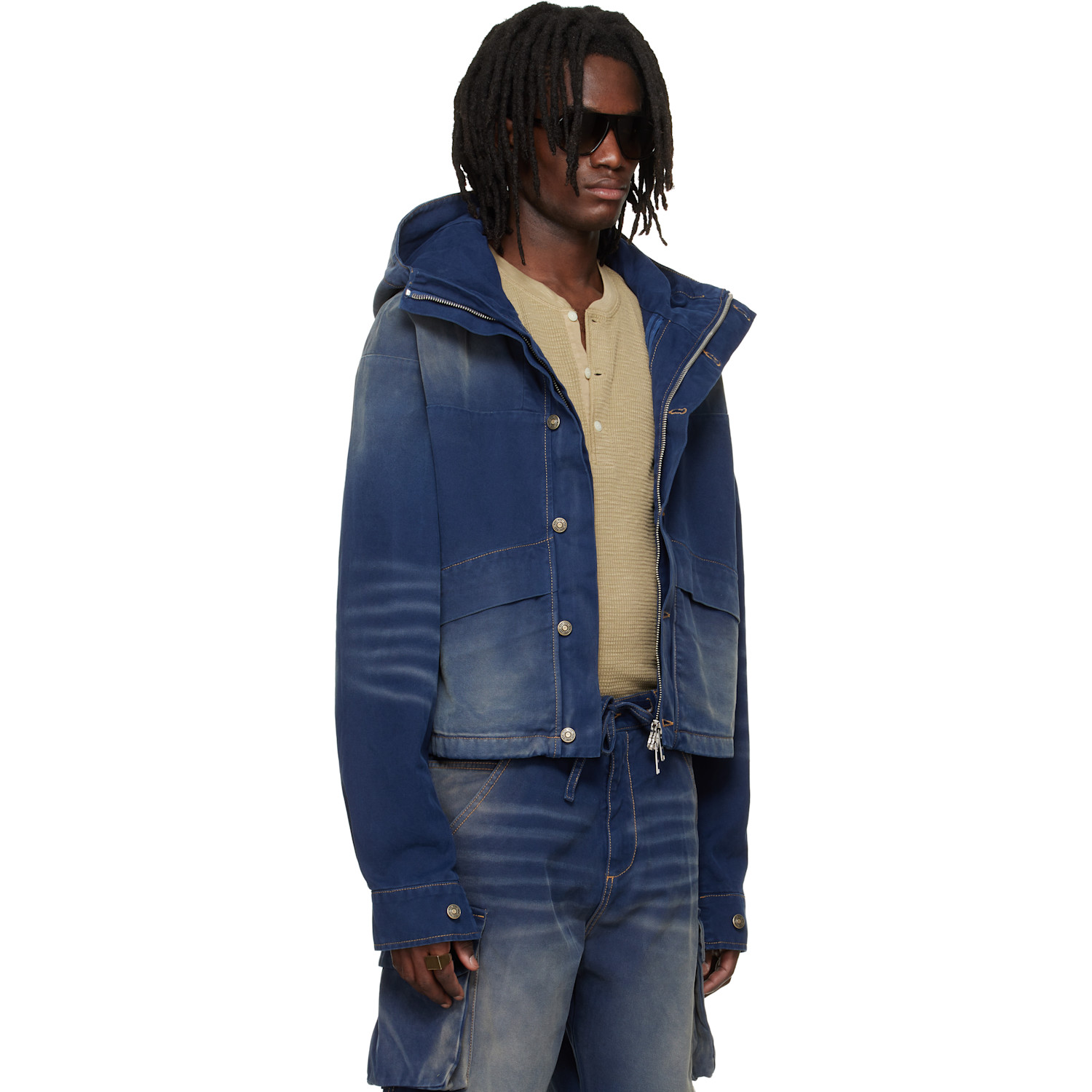  424 Navy Cropped Parka 