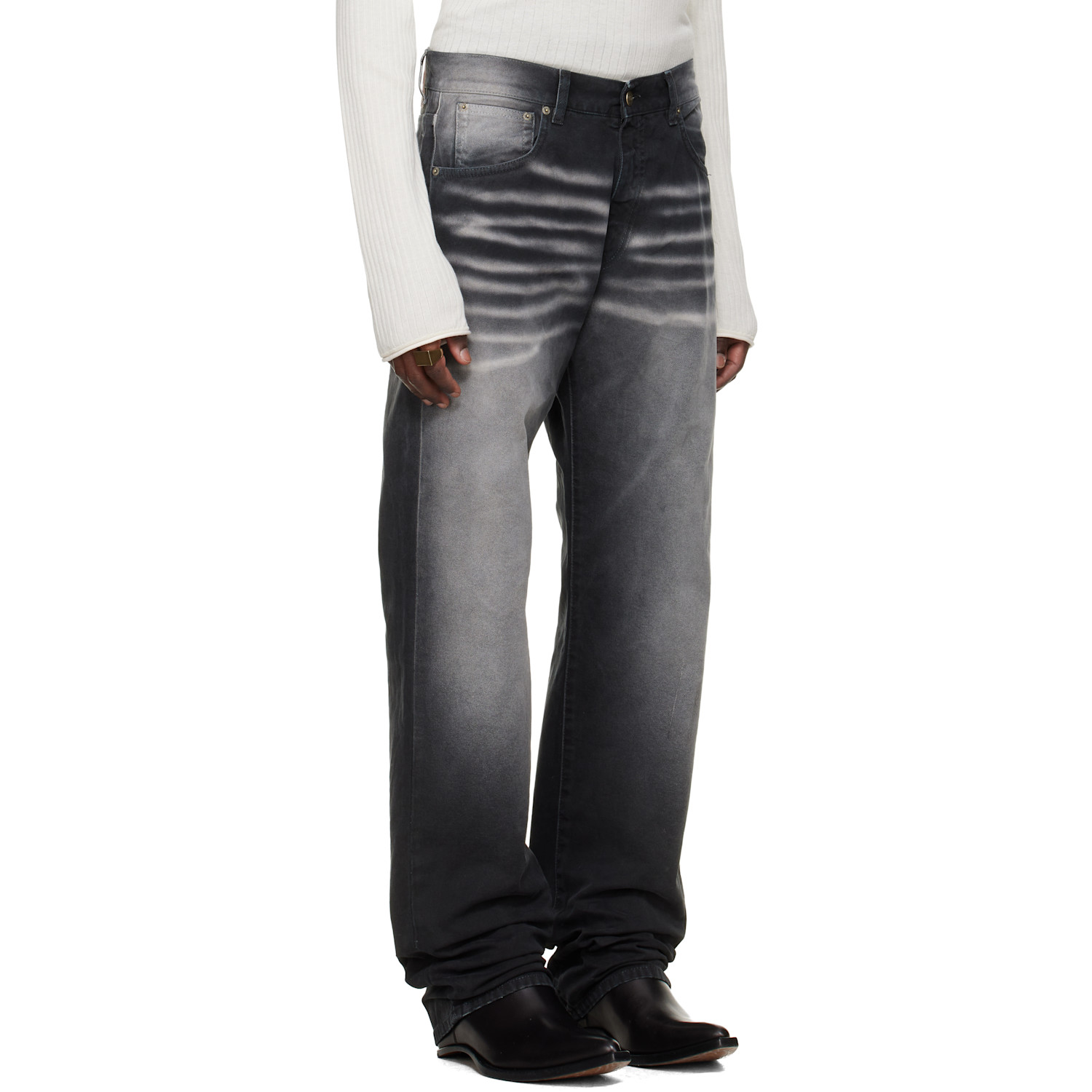  424 Black & Gray Collection Loose Fivepocket Trousers 
