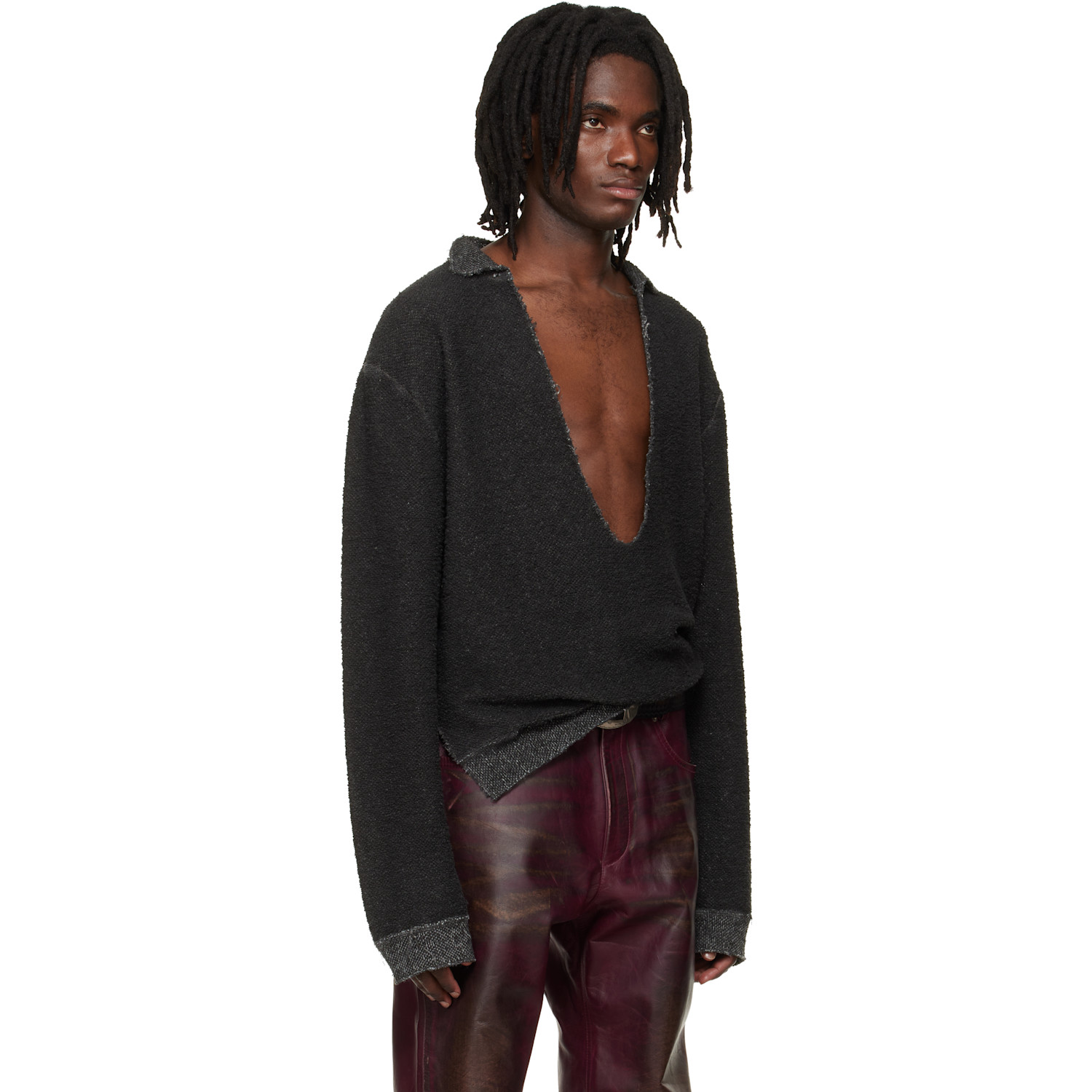  424 Black Dropped Shoulder Sweater 