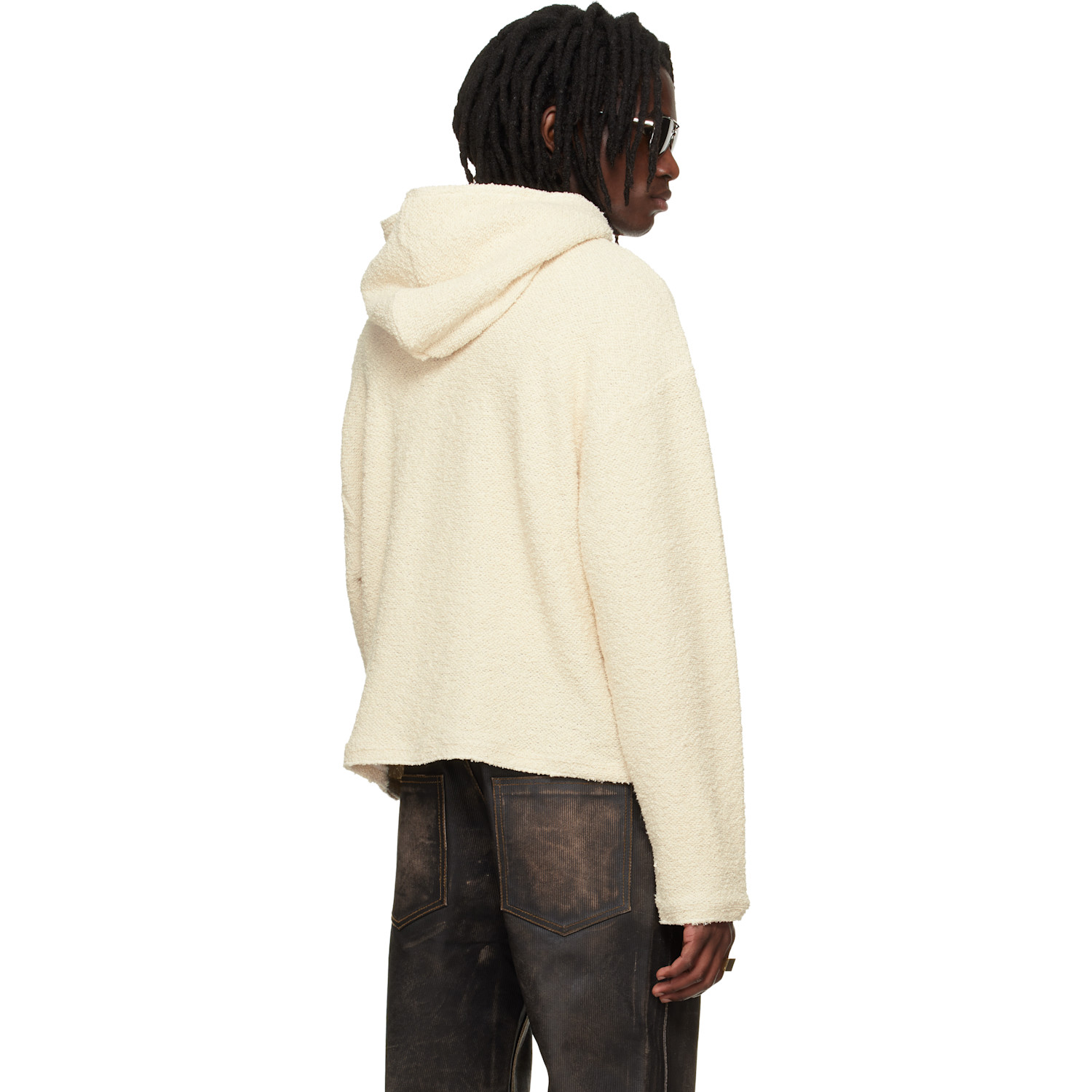  424 Beige Dropped Shoulder Hoodie 