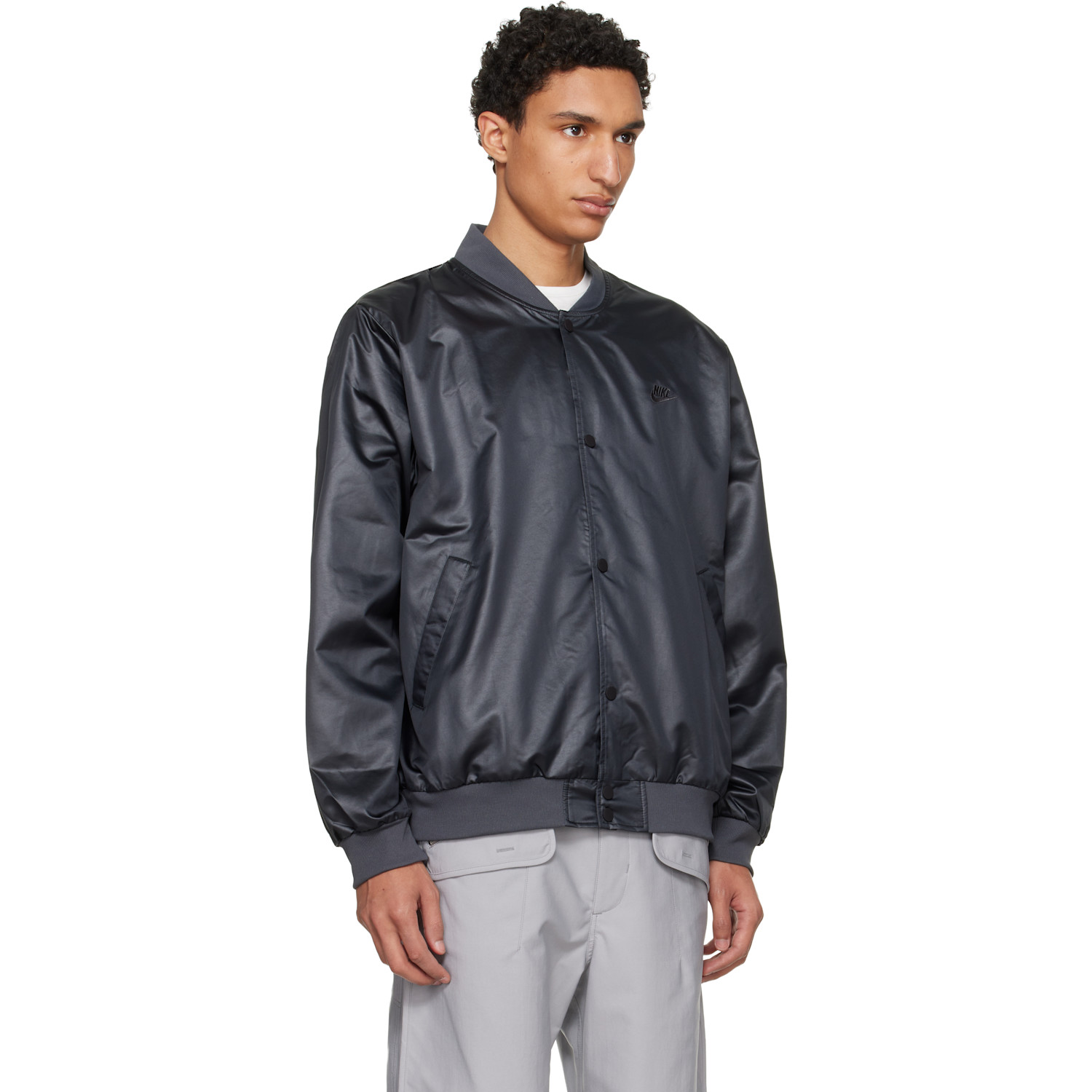  Nike Black Sportswear Club Varsity Bomber Jacket 