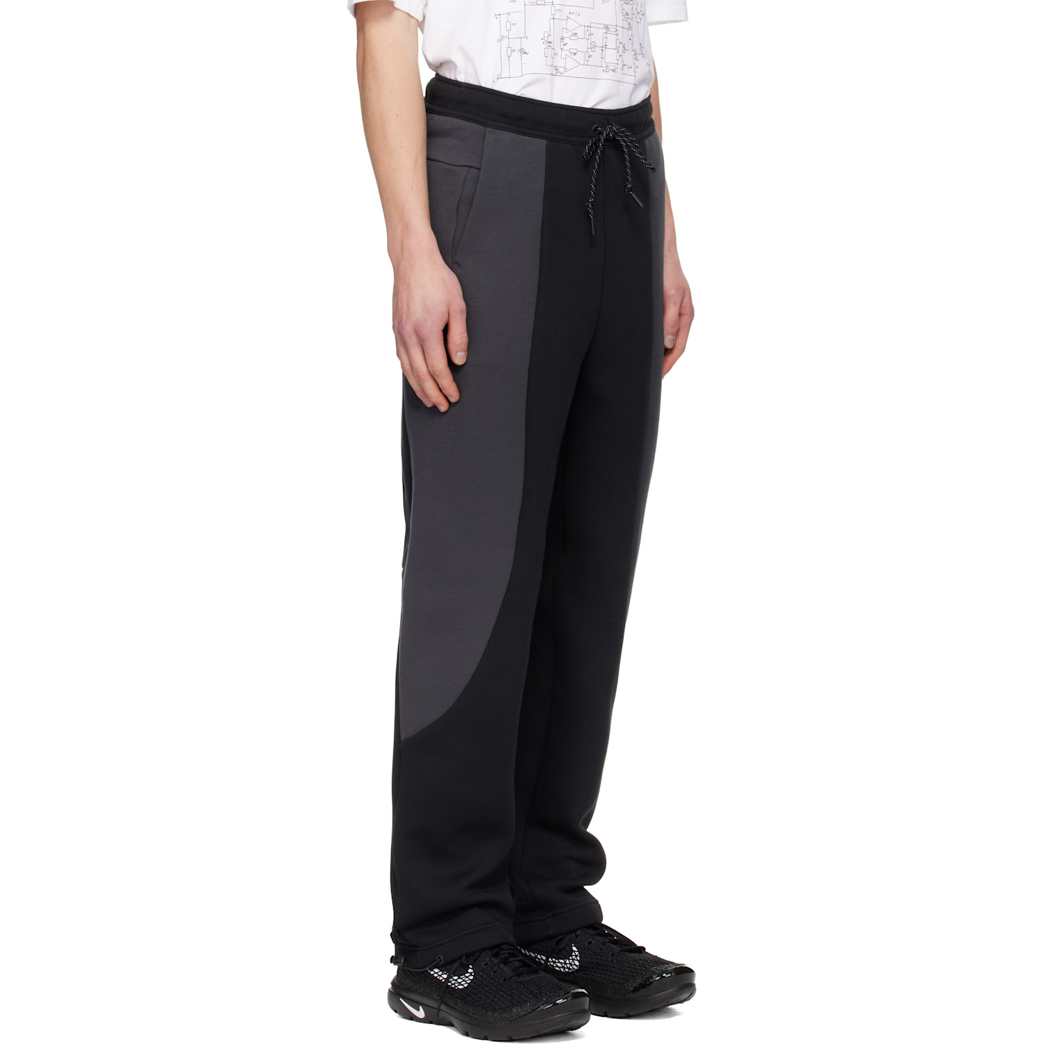  Nike Black & Gray Tech Open-hem Fleece Sweatpants 
