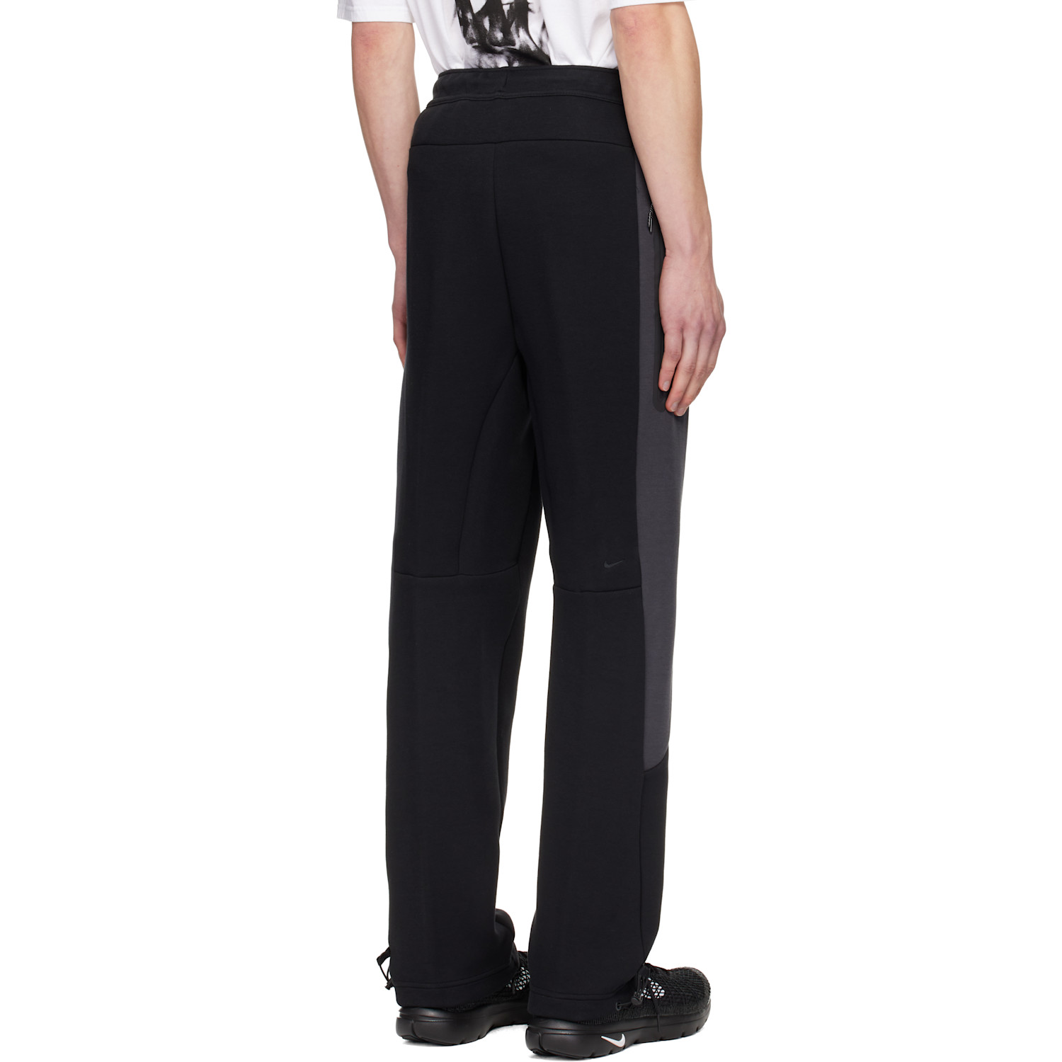  Nike Black & Gray Tech Open-hem Fleece Sweatpants 
