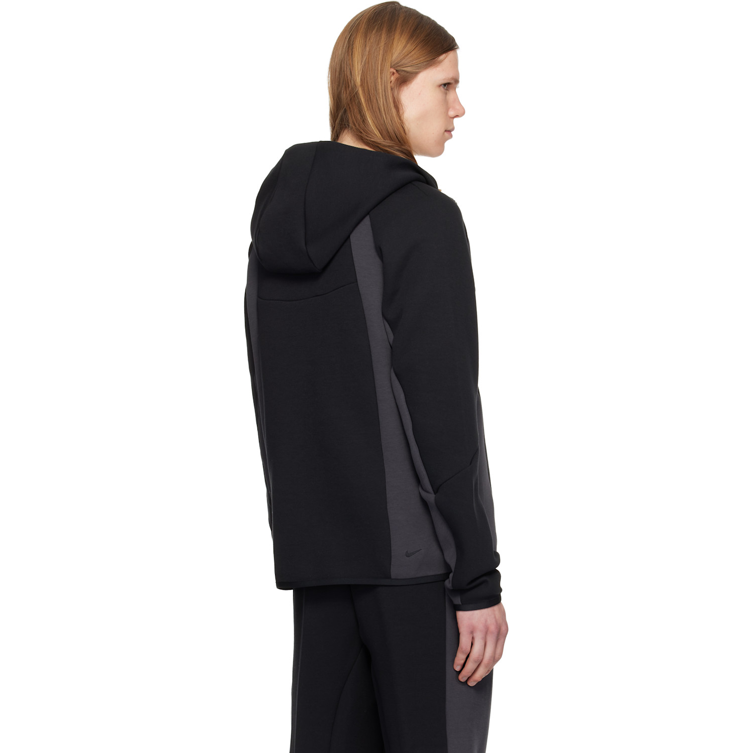  Nike Black & Gray Tech Full-zip Fleece Windrunner Hoodie 