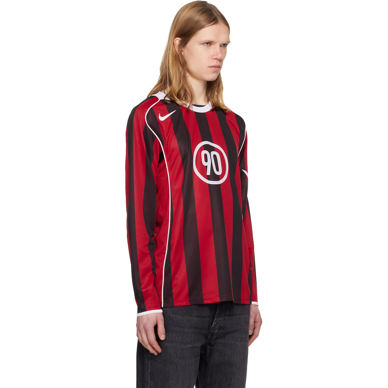  Nike Red & Black Total 90 Dri-fit Long-sleeve Football Jersey 