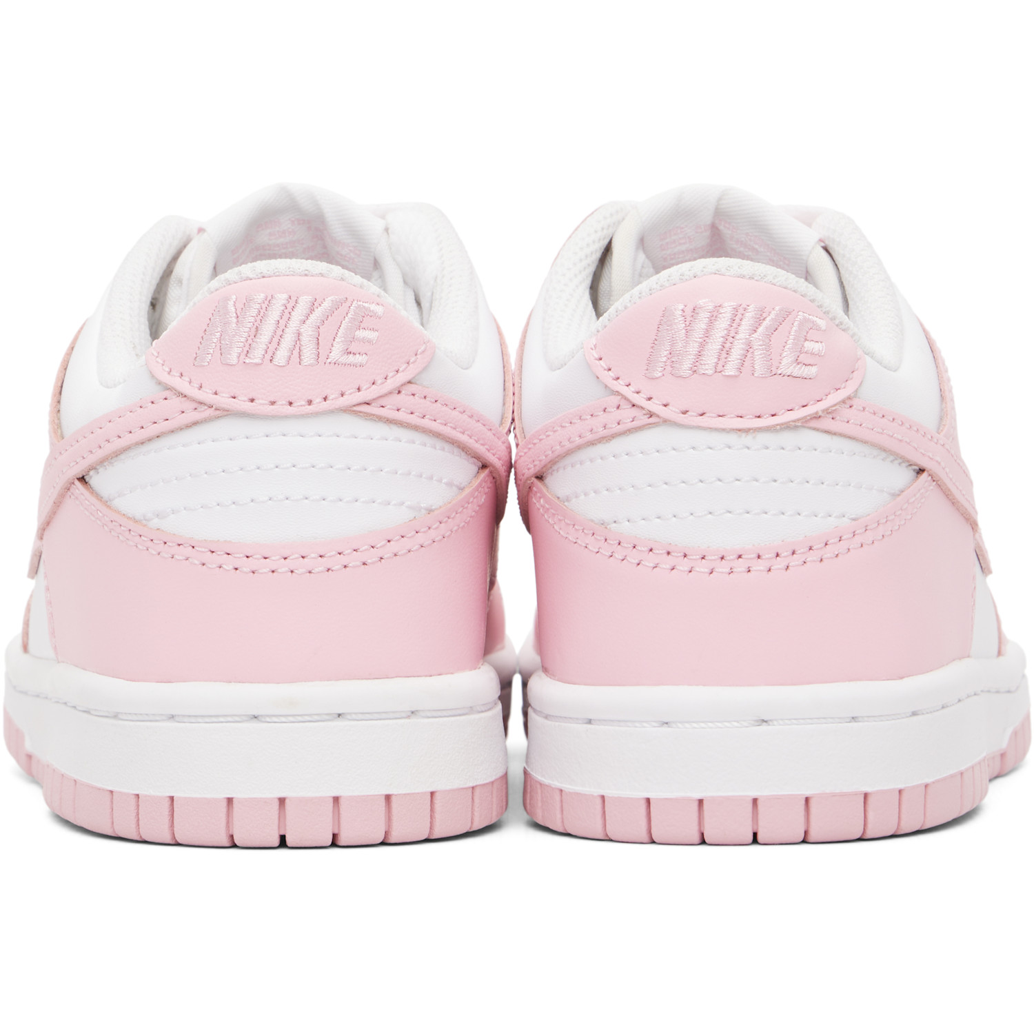  Nike Big Kids Pink & White Dunk Low Sneakers 