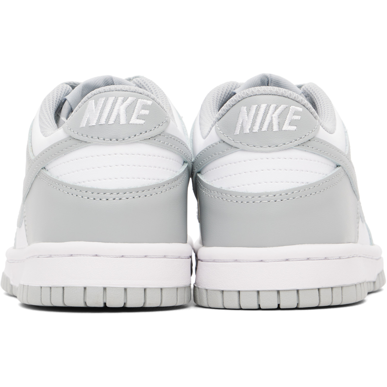  Nike Big Kids White & Gray Dunk Low Sneakers 