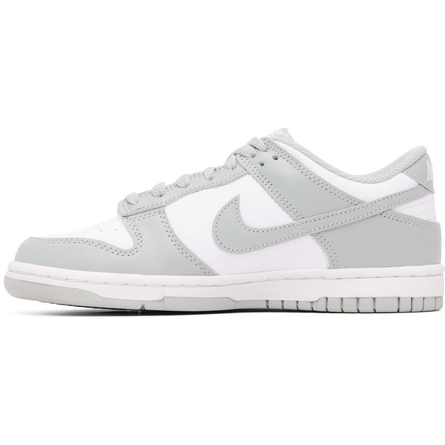  Nike Big Kids White & Gray Dunk Low Sneakers 