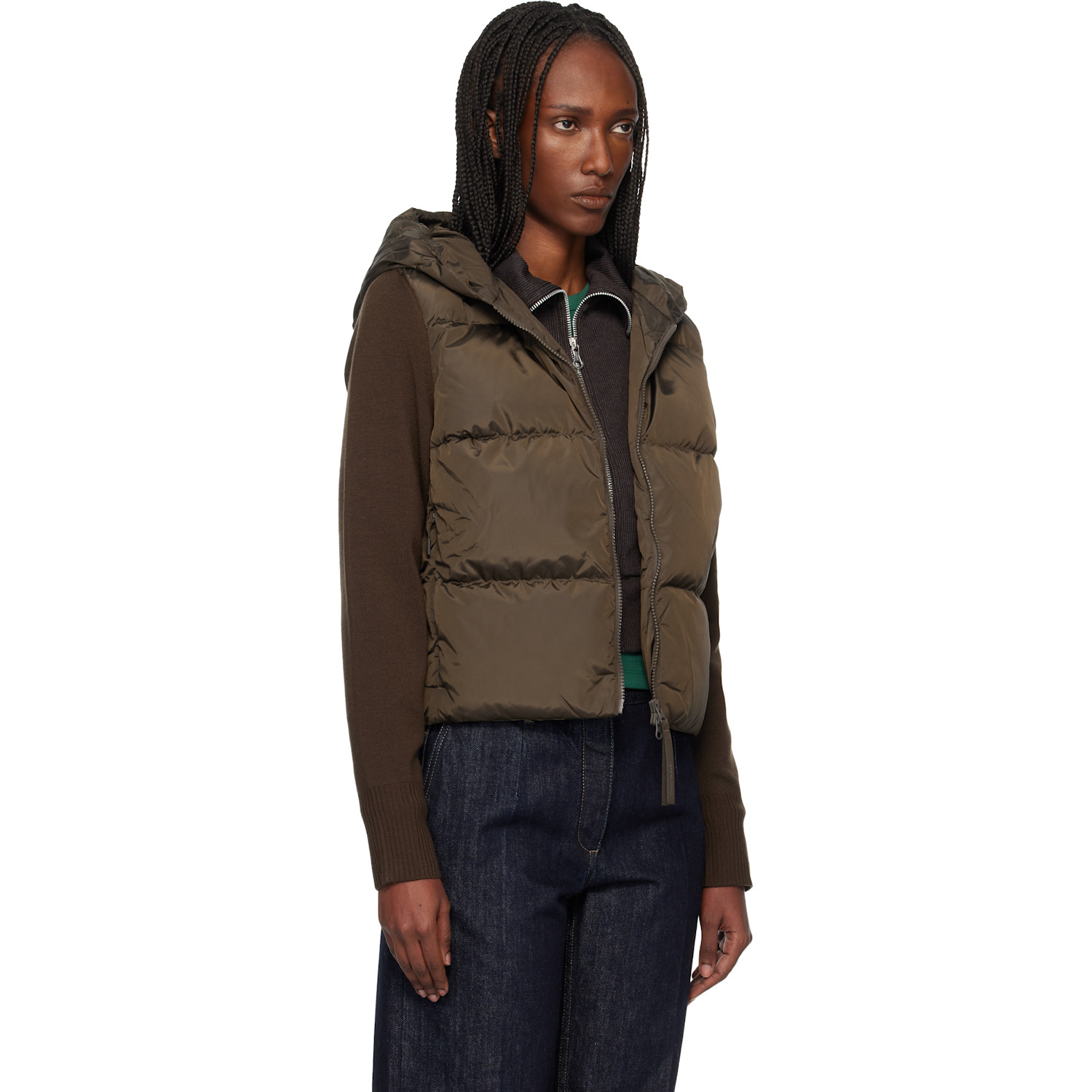  Canada Goose Brown Hybridge Wide Quilt Knit Down Jacket 