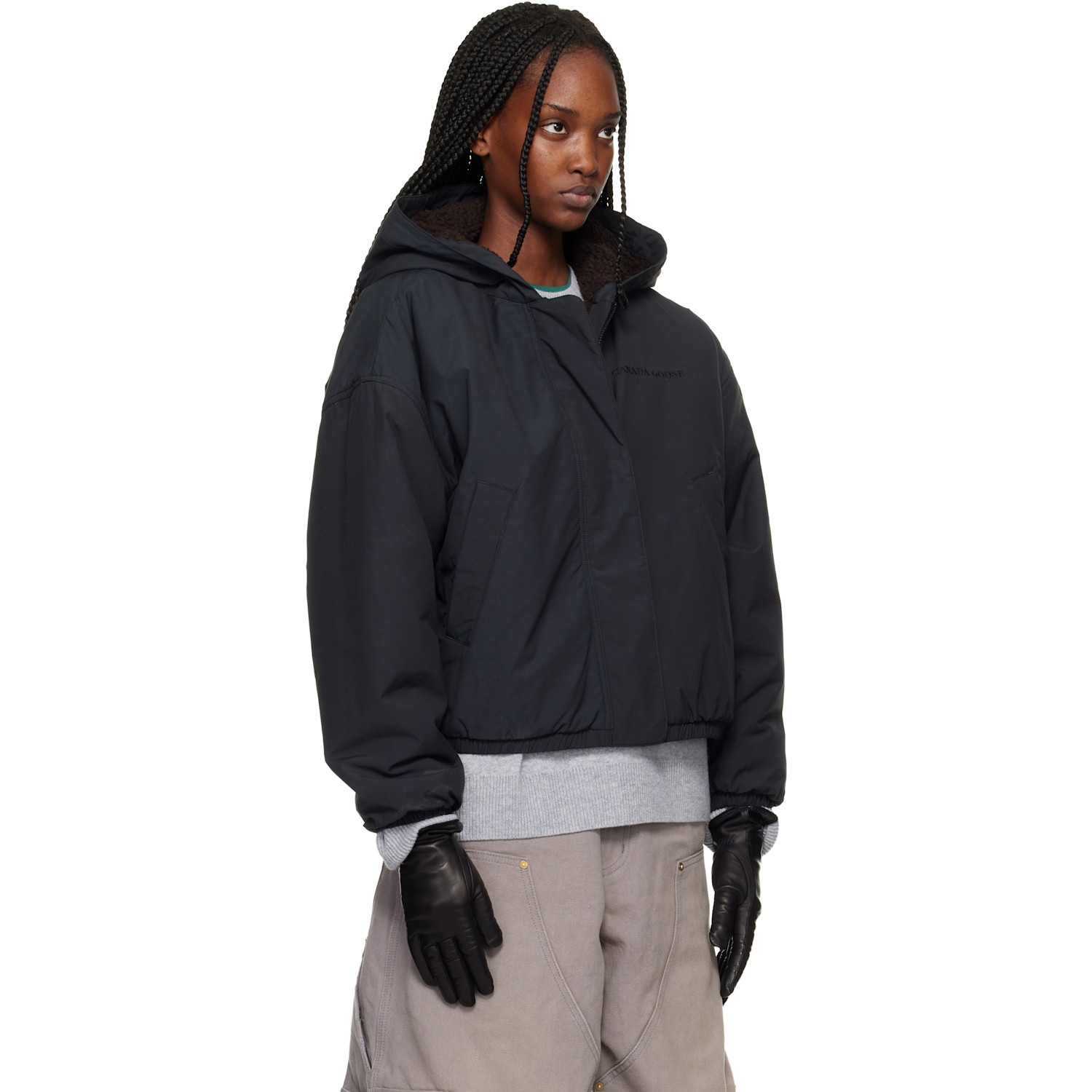  Canada Goose Brown & Black Alberni Fleece Reversible Bomber Jacket 