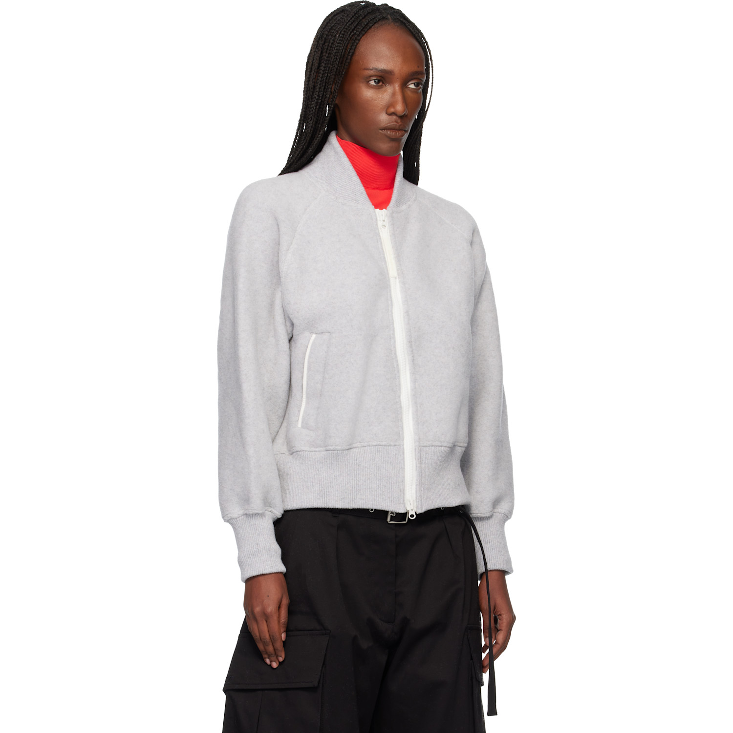  Canada Goose Gray 'white Label' Sierra Fleece Bomber Jacket 