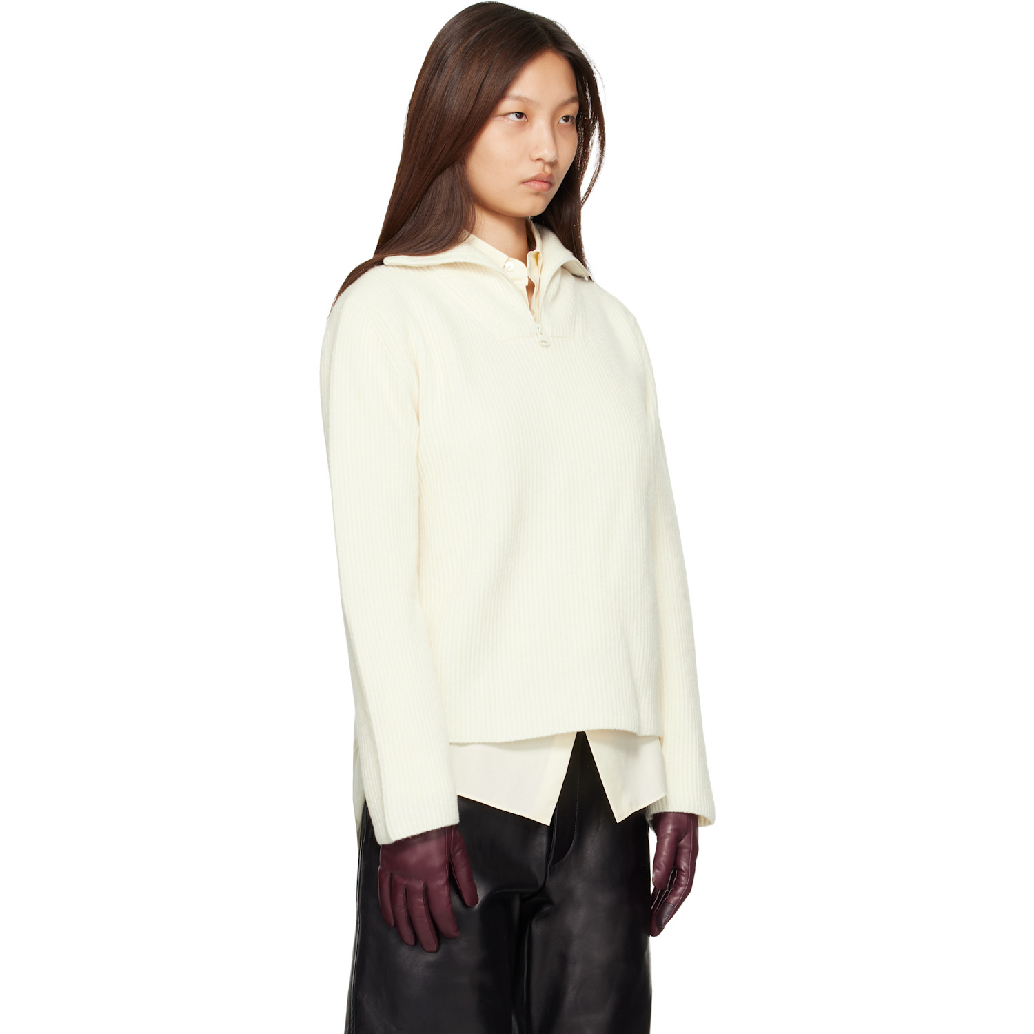  Mackage Off-white Gladys Knit Half-zip Pullover Sweater 