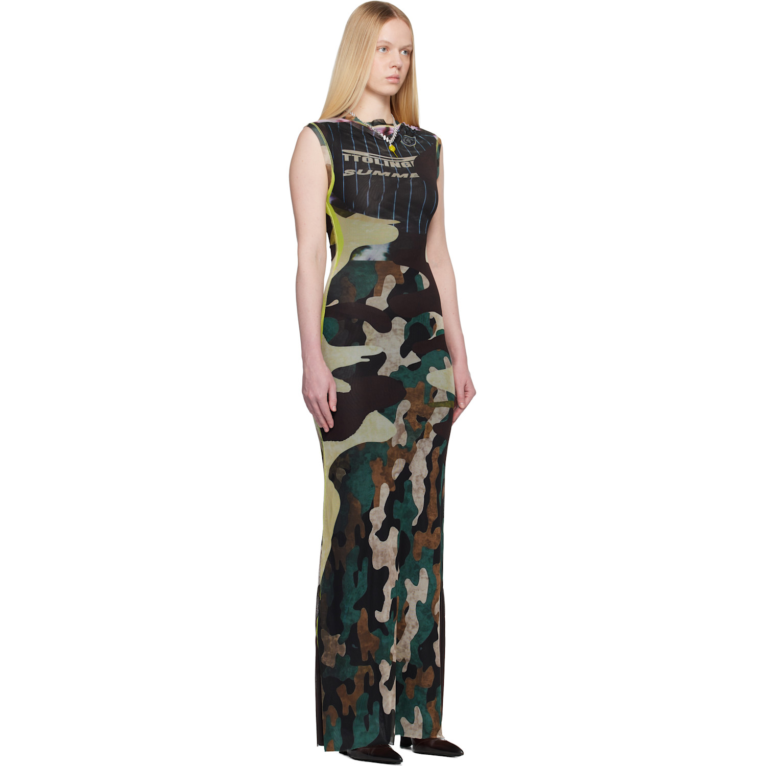  Ottolinger Multicolor Camo Mesh Maxi Dress 