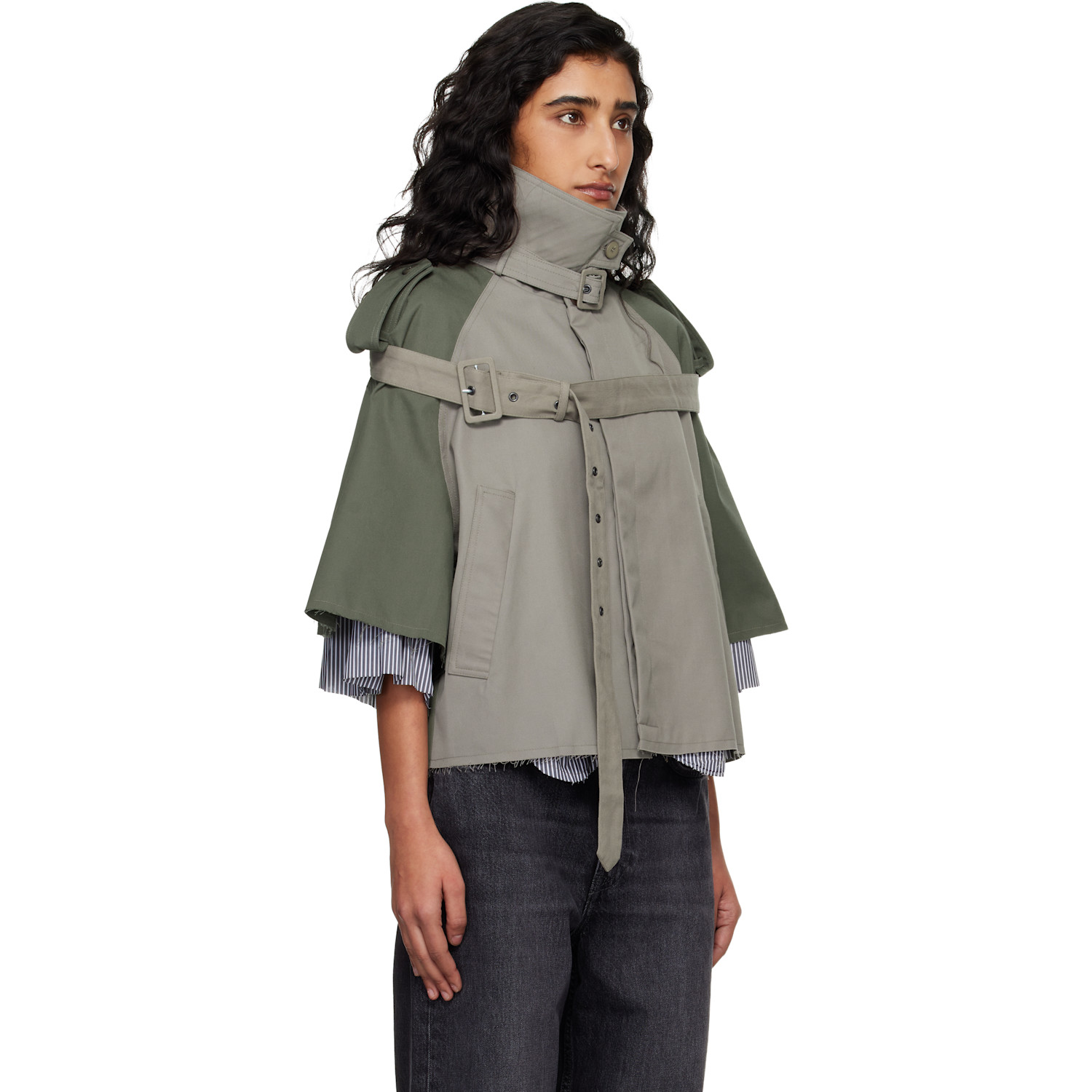  Ottolinger Beige & Khaki Chopped Trench Jacket 