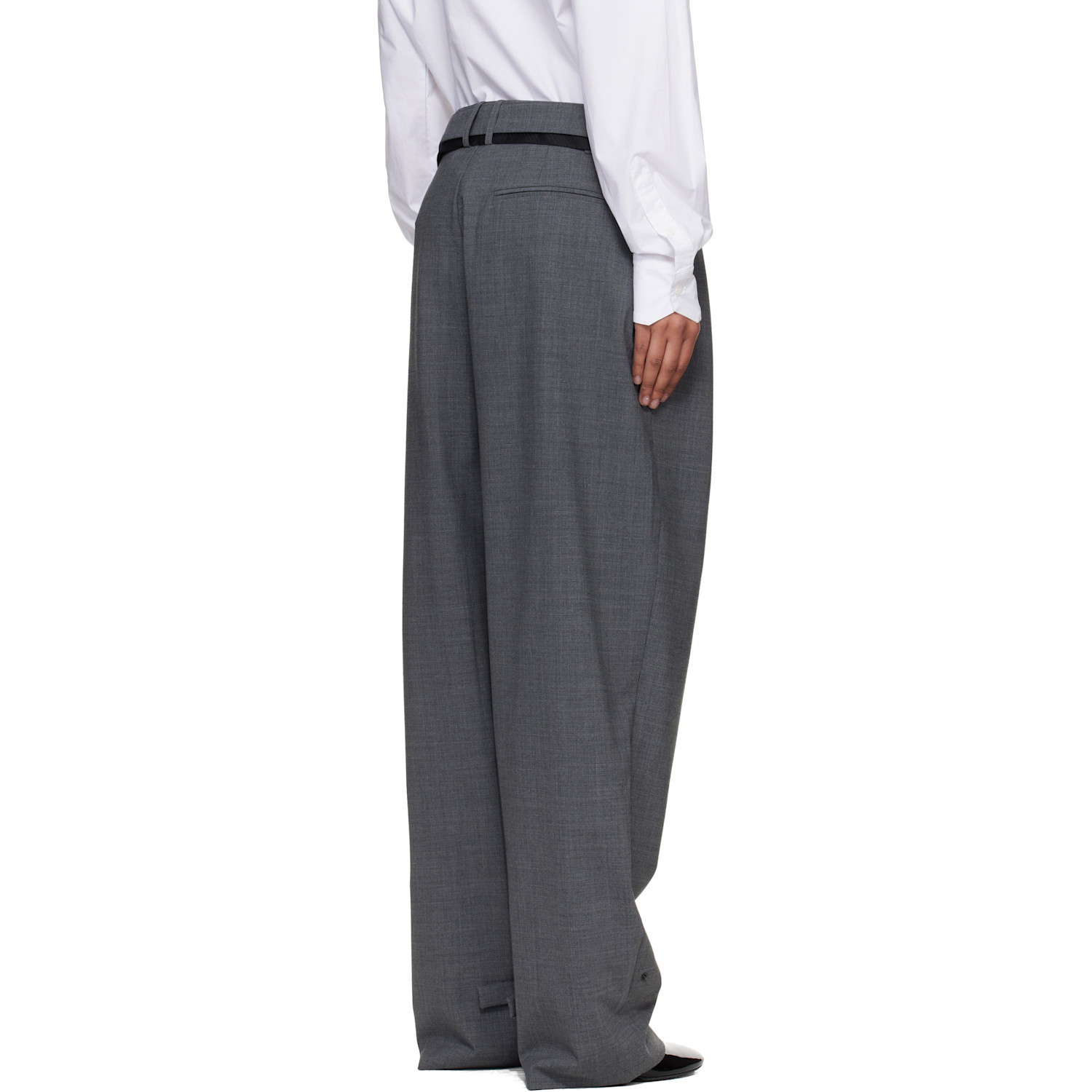  Ottolinger Gray Strapped Baggy Suit Trousers 