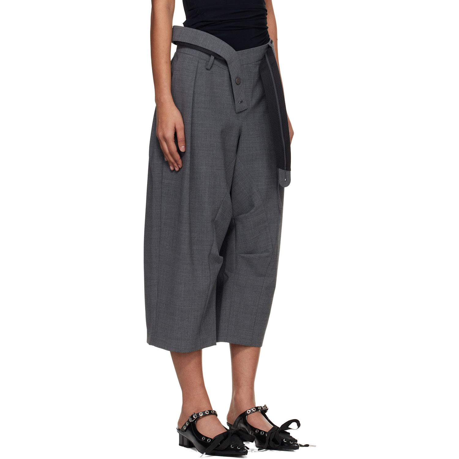  Ottolinger Gray Strapped Baggy Suit Shorts 
