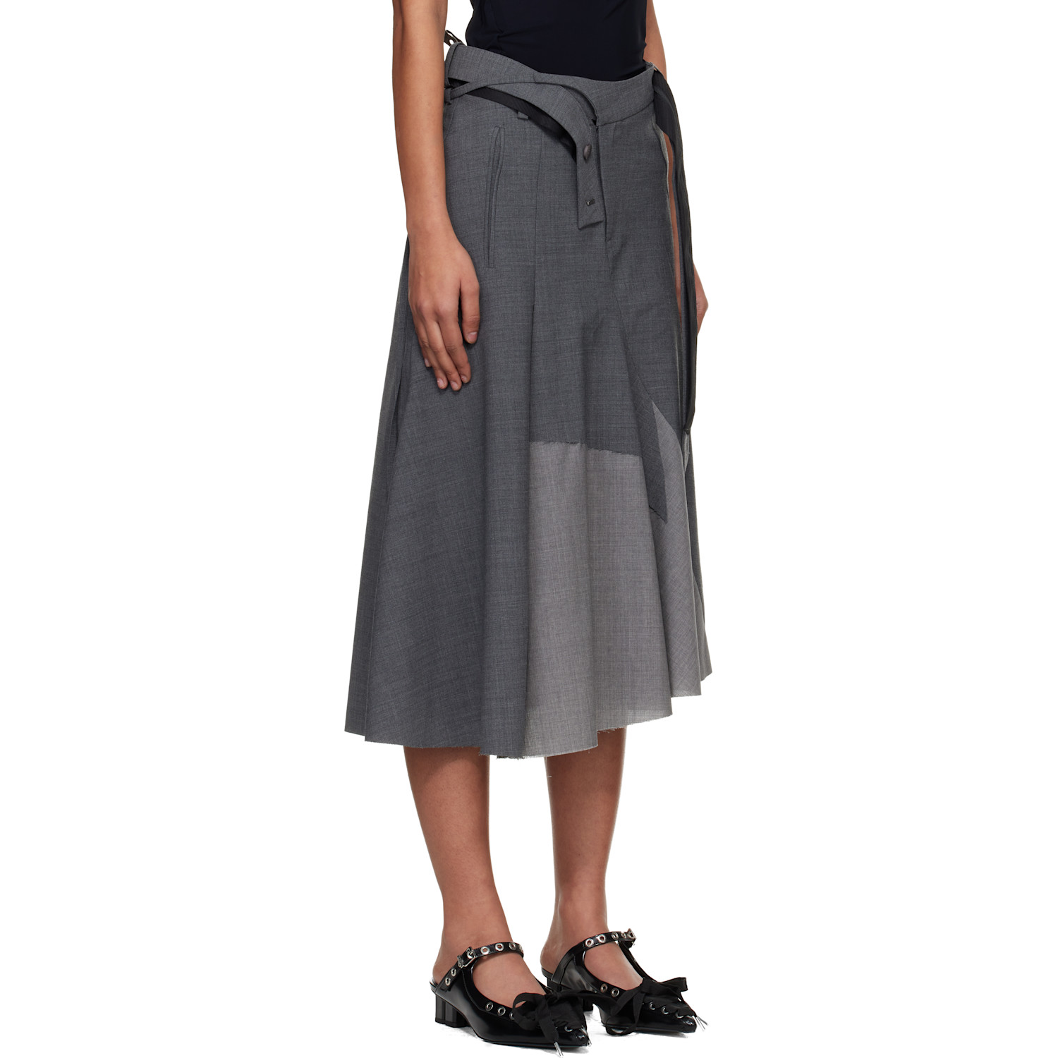  Ottolinger Gray Strapped Business Midi Skirt 