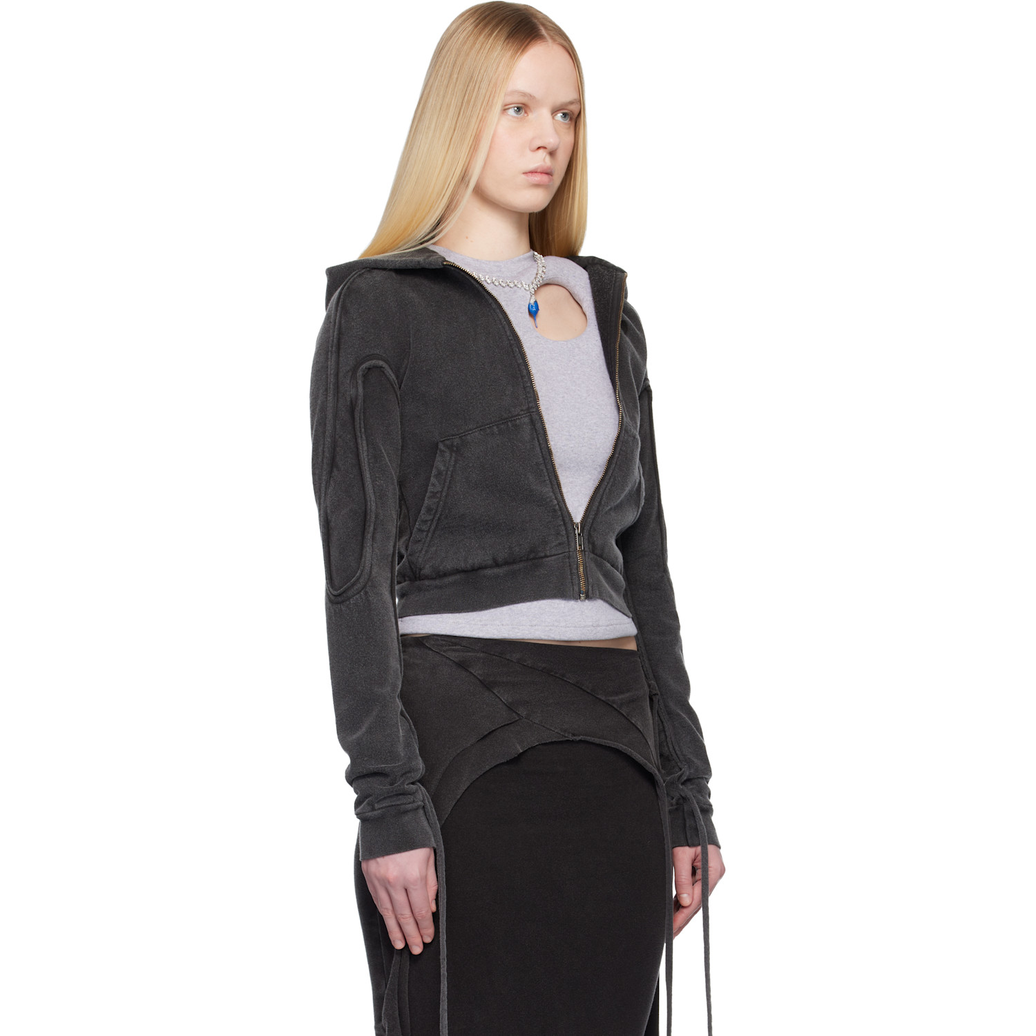  Ottolinger Black Fitted Zip Hoodie 