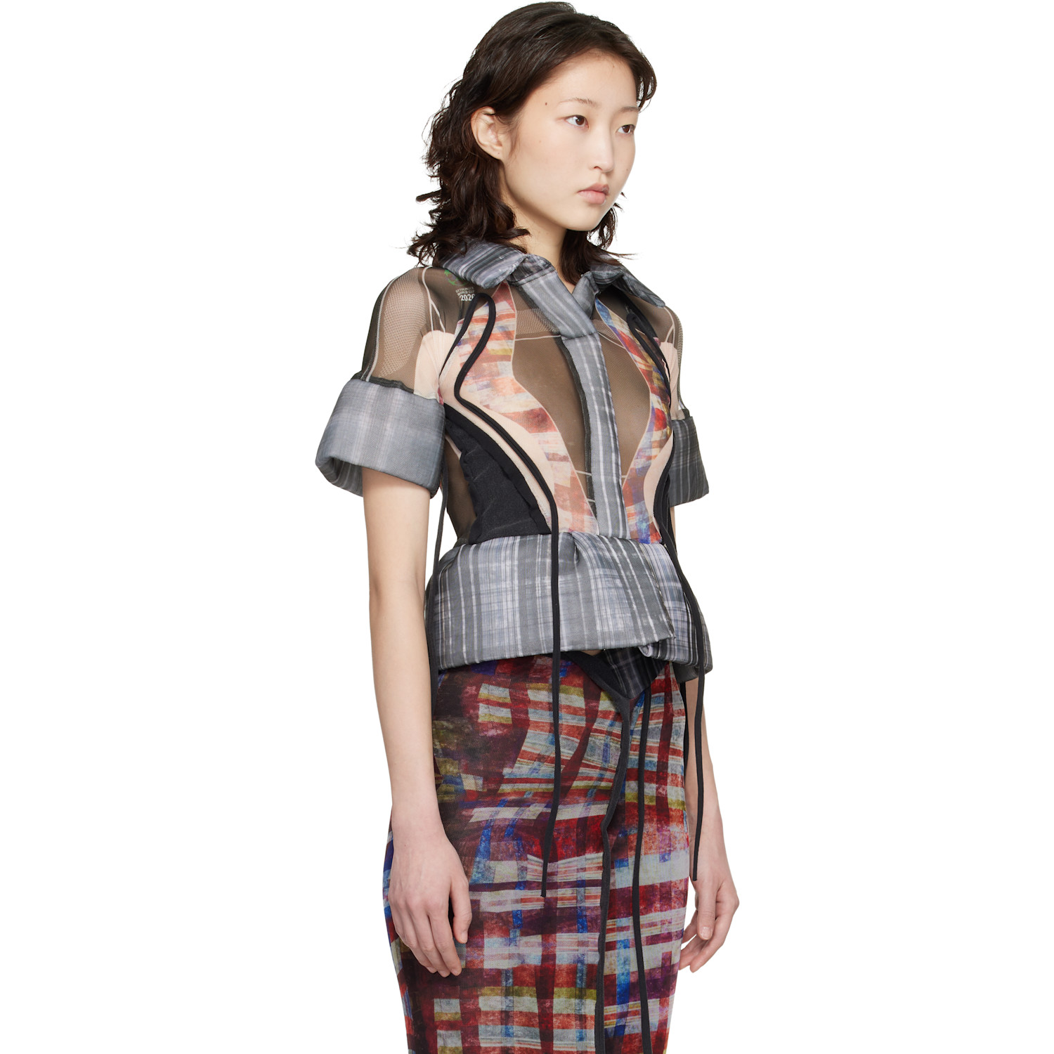  Ottolinger Gray Mesh Padded Blouse 