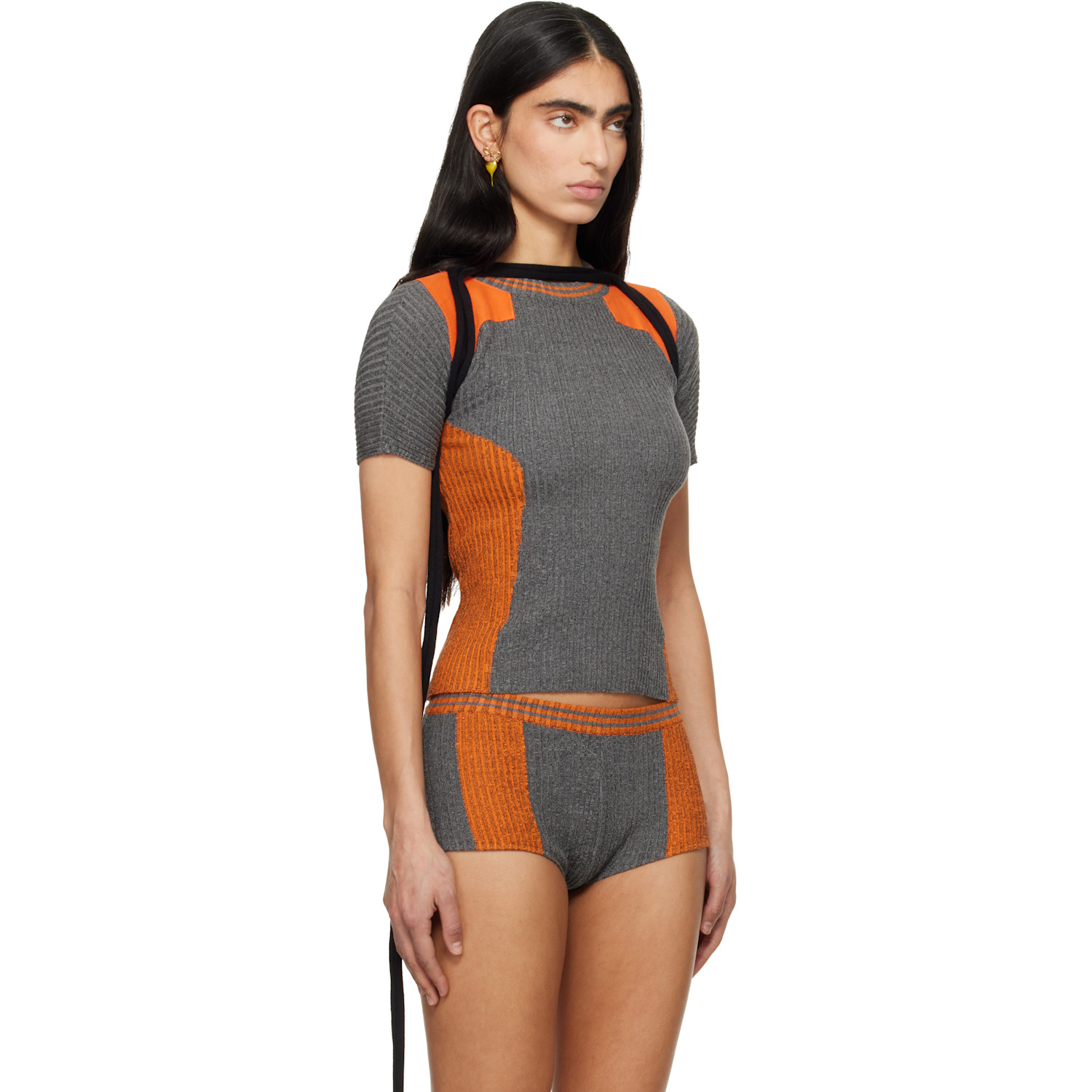  Ottolinger Orange & Gray Textured Knit Team T-shirt 