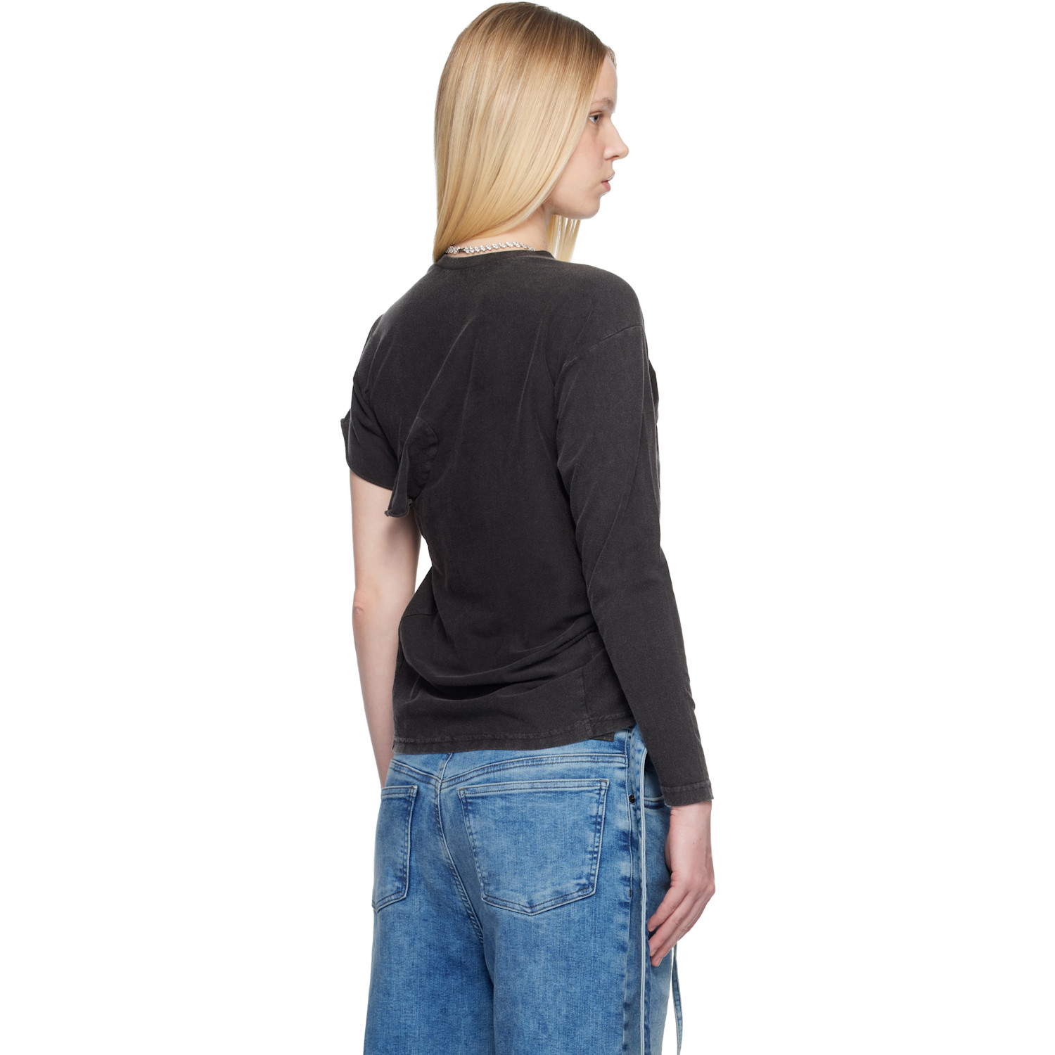  Ottolinger Black Shifted Sleeve Top 