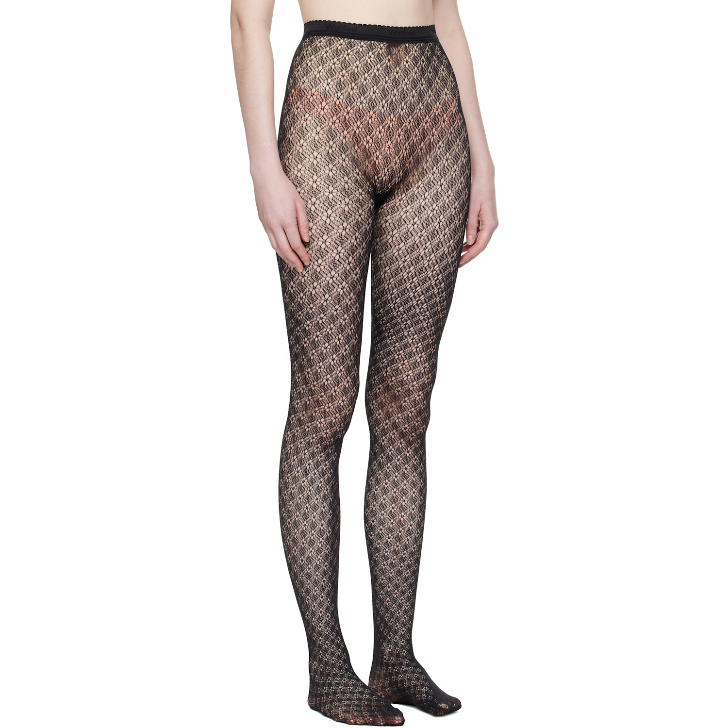  Wolford Black Blossom Net Tights 