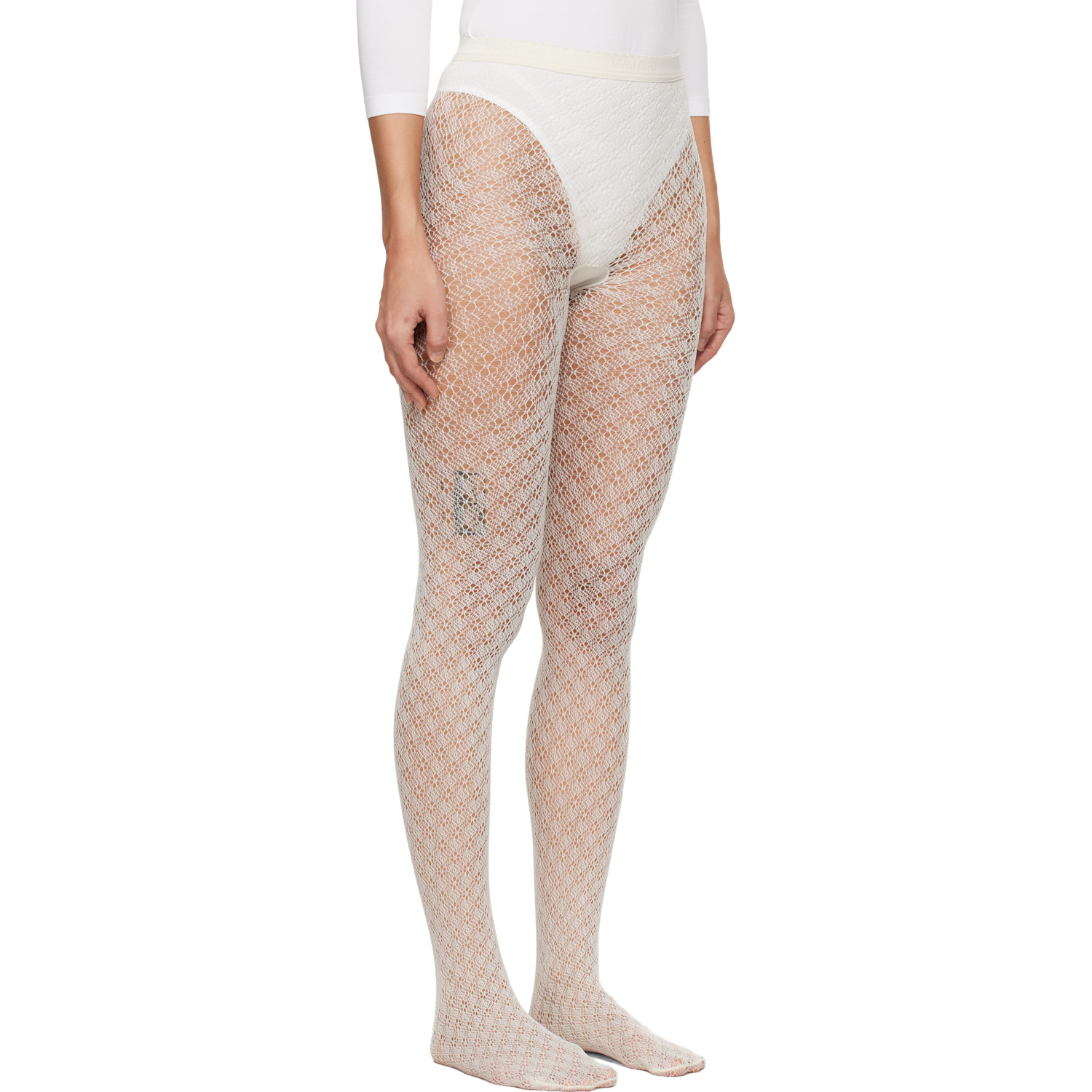  Wolford Off-white Blossom Net Tights 