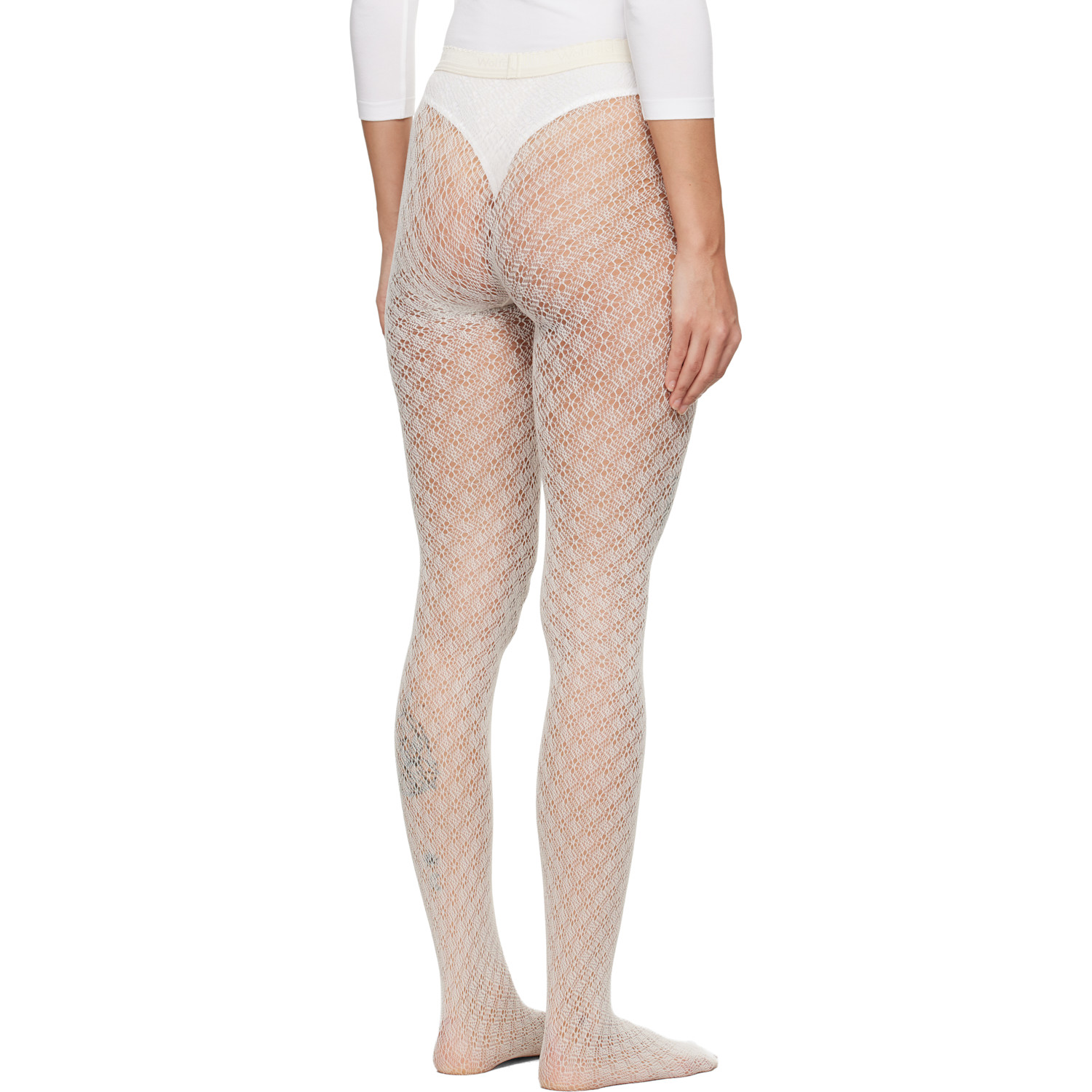  Wolford Off-white Blossom Net Tights 