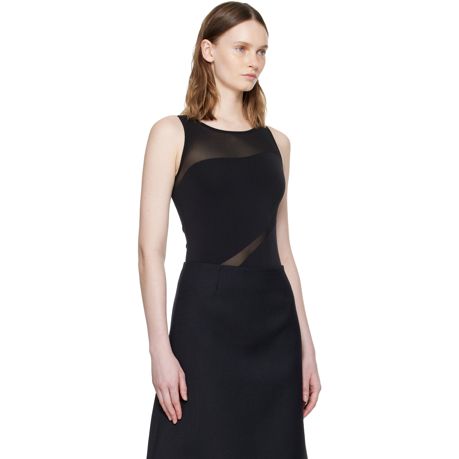  Wolford Black Shade Sleeveless String Bodysuit 