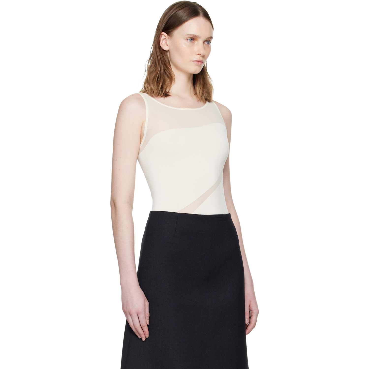  Wolford Off-white Shade Sleeveless String Bodysuit 