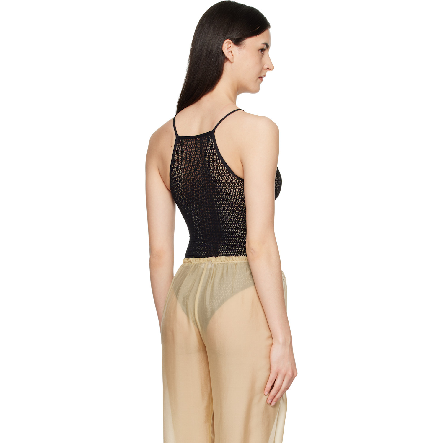  Wolford Black Daisy Net Bodysuit 