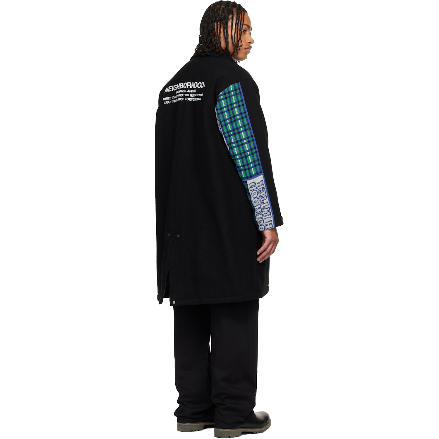  Neighborhood Black Wool Mod Coat 