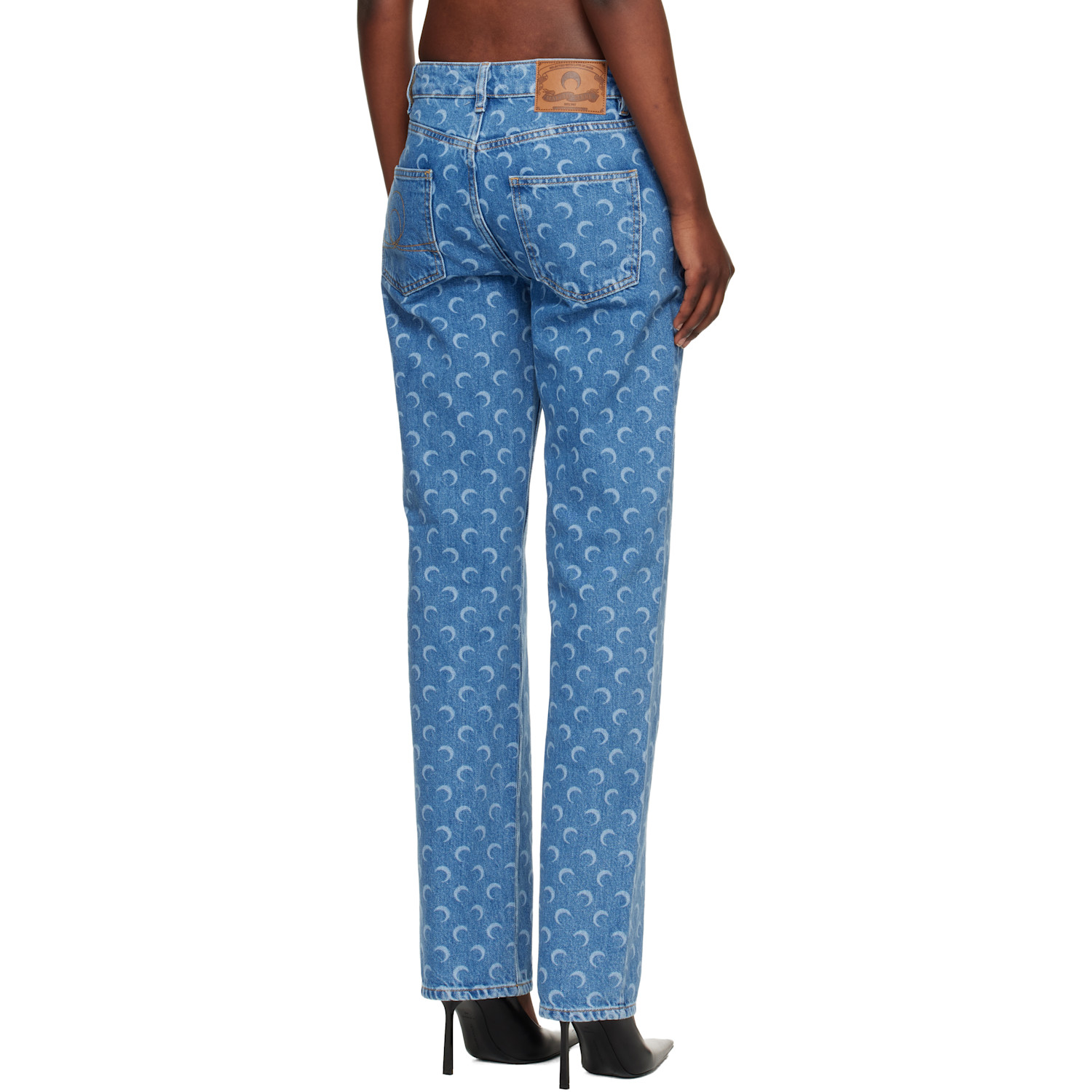  Marine Serre Blue Moon Laser Straight Jeans 