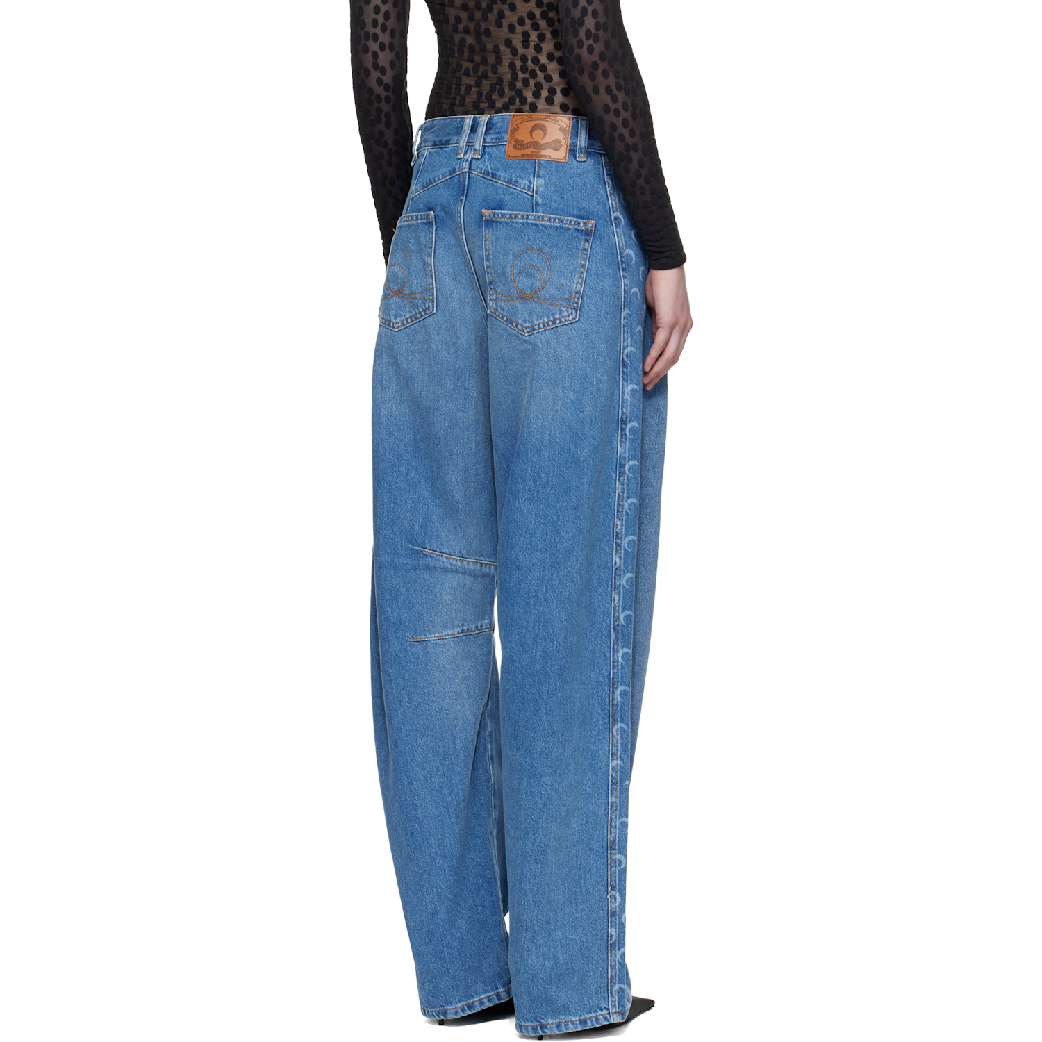  Marine Serre Blue Barrel Denim Jeans 