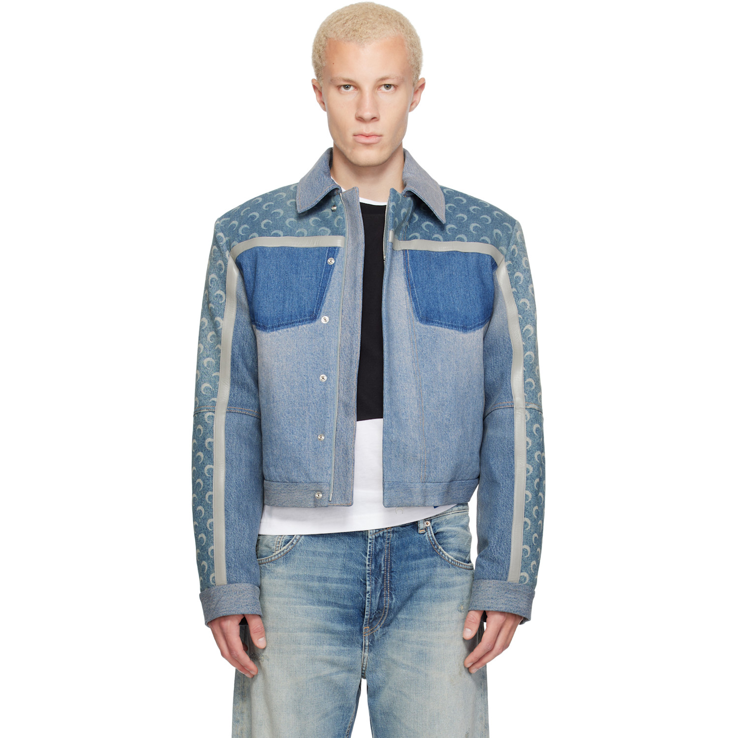 Marine Serre Blue Regenerated Boxy Denim Jacket