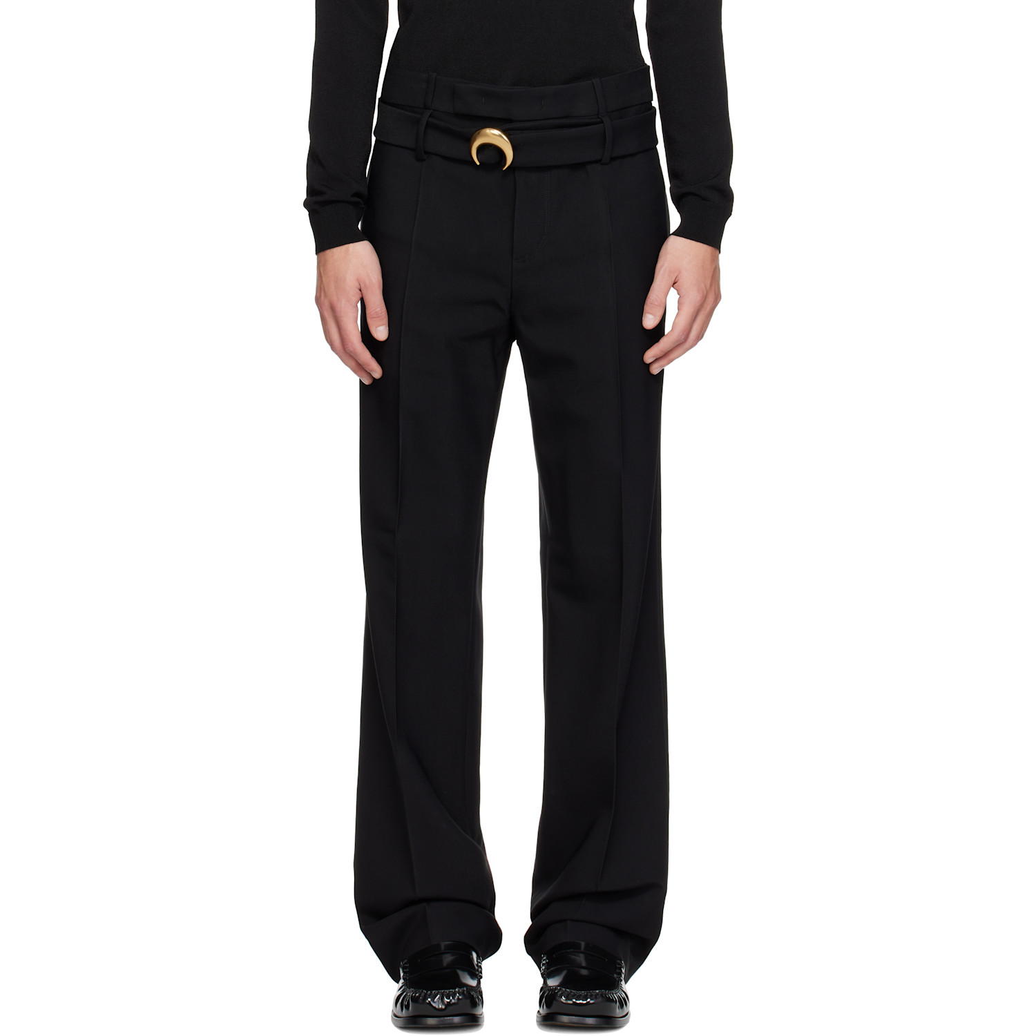 Marine Serre Black Tailored Belted Serge Trousers