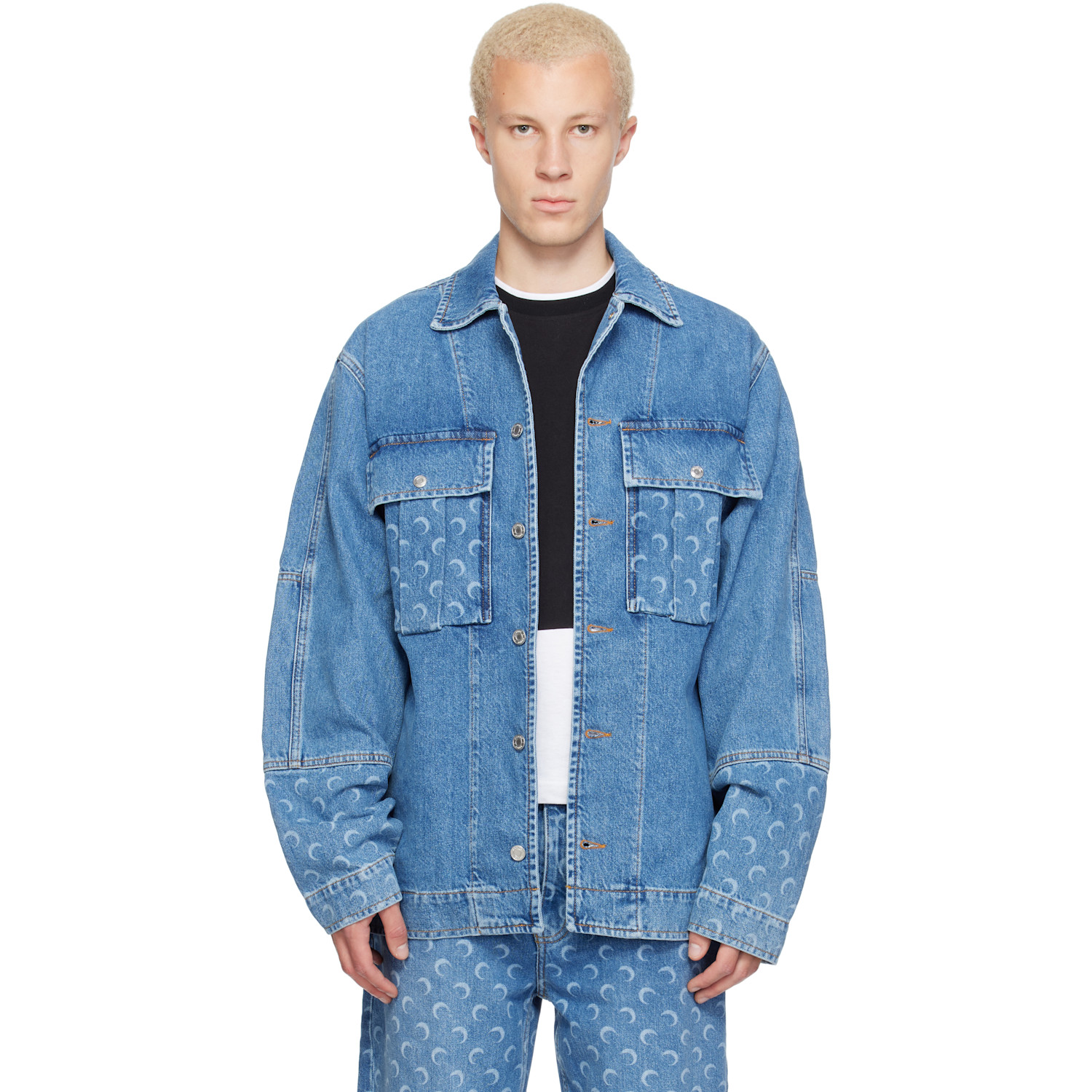 Marine Serre Blue Denim Trucker Jacket