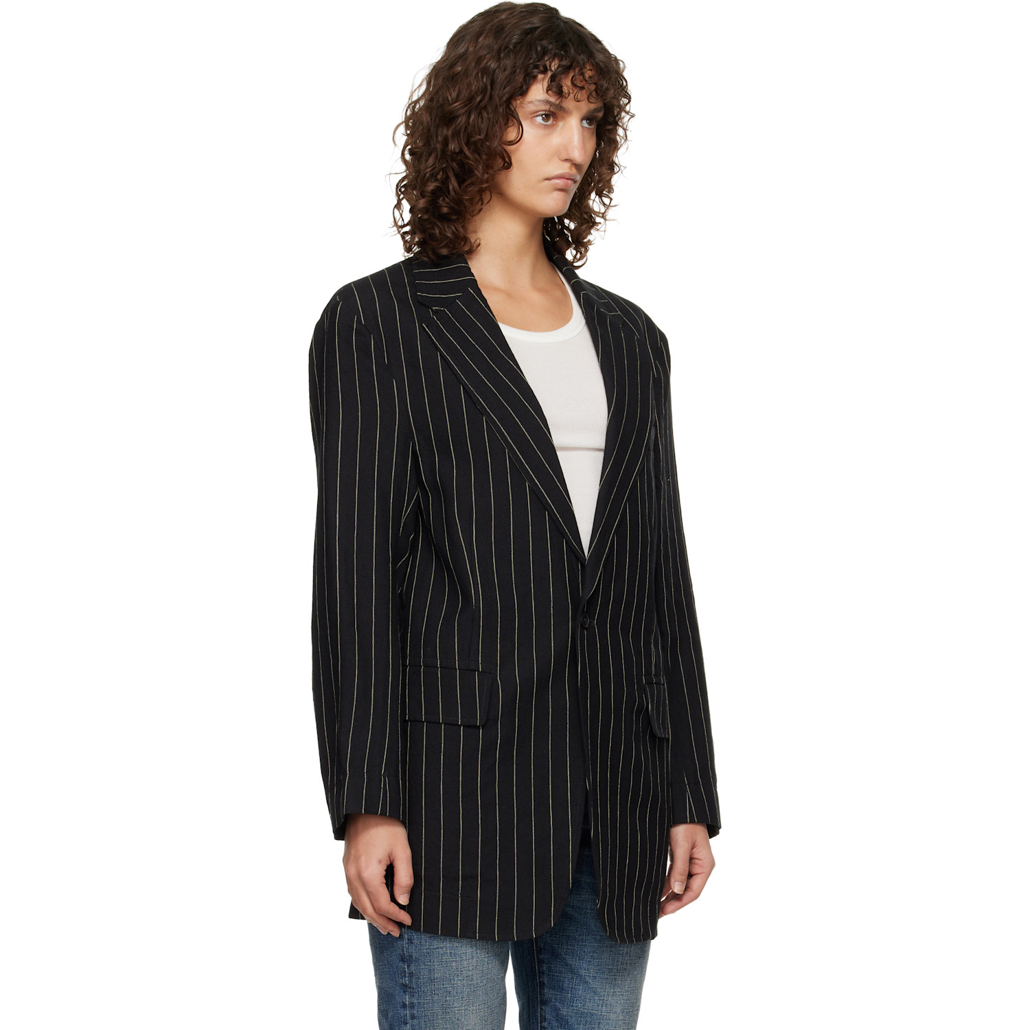  R13 Black Oversized Ragged Blazer 