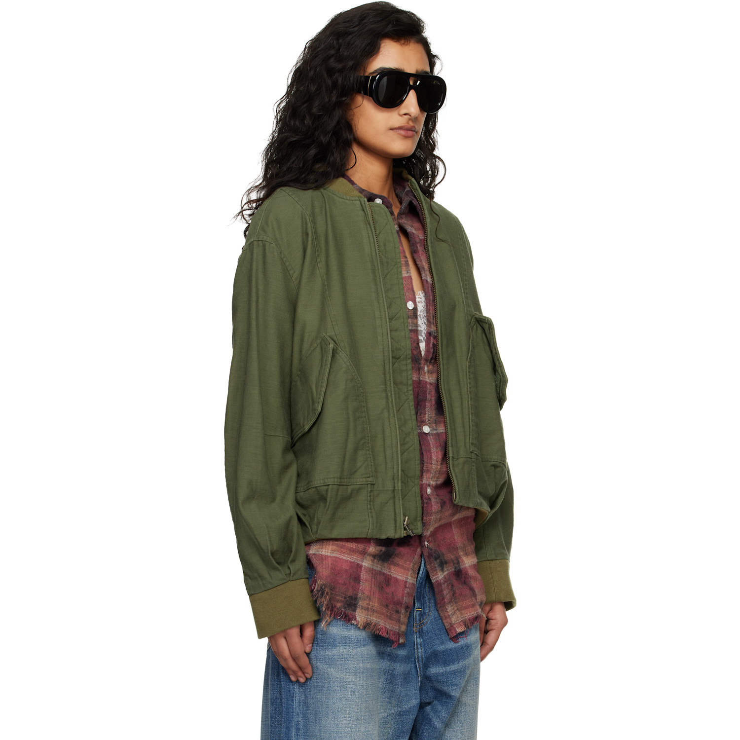  R13 Khaki Bubble Bomber Jacket 