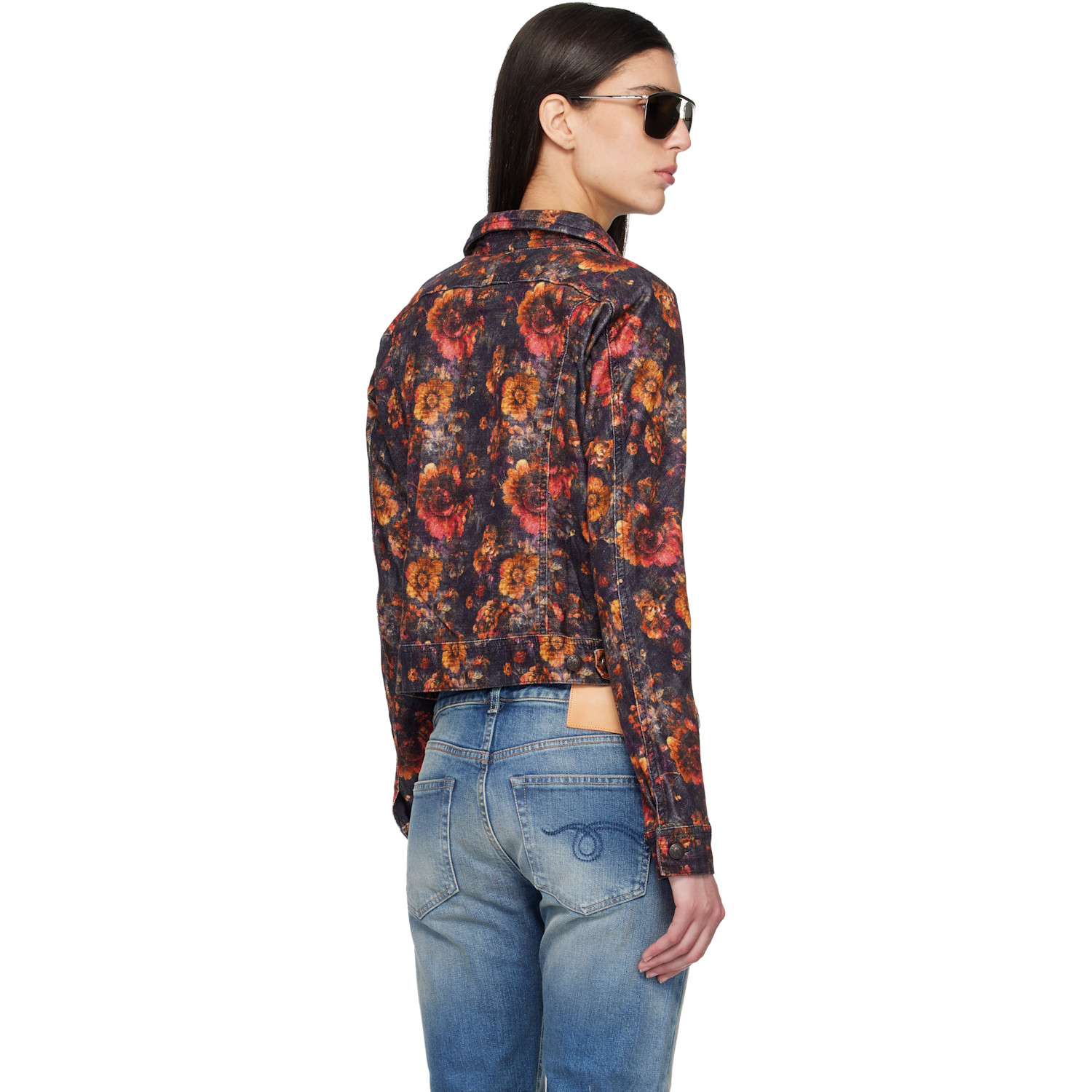  R13 Navy & Orange Skinny Denim Trucker Jacket 