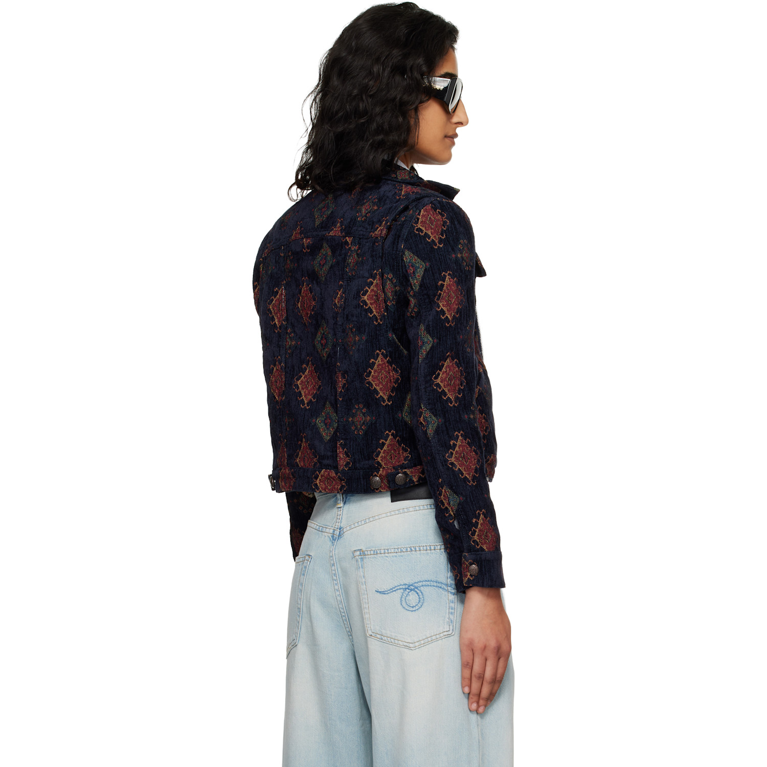  R13 Navy Relaxed Trucker Jacket 