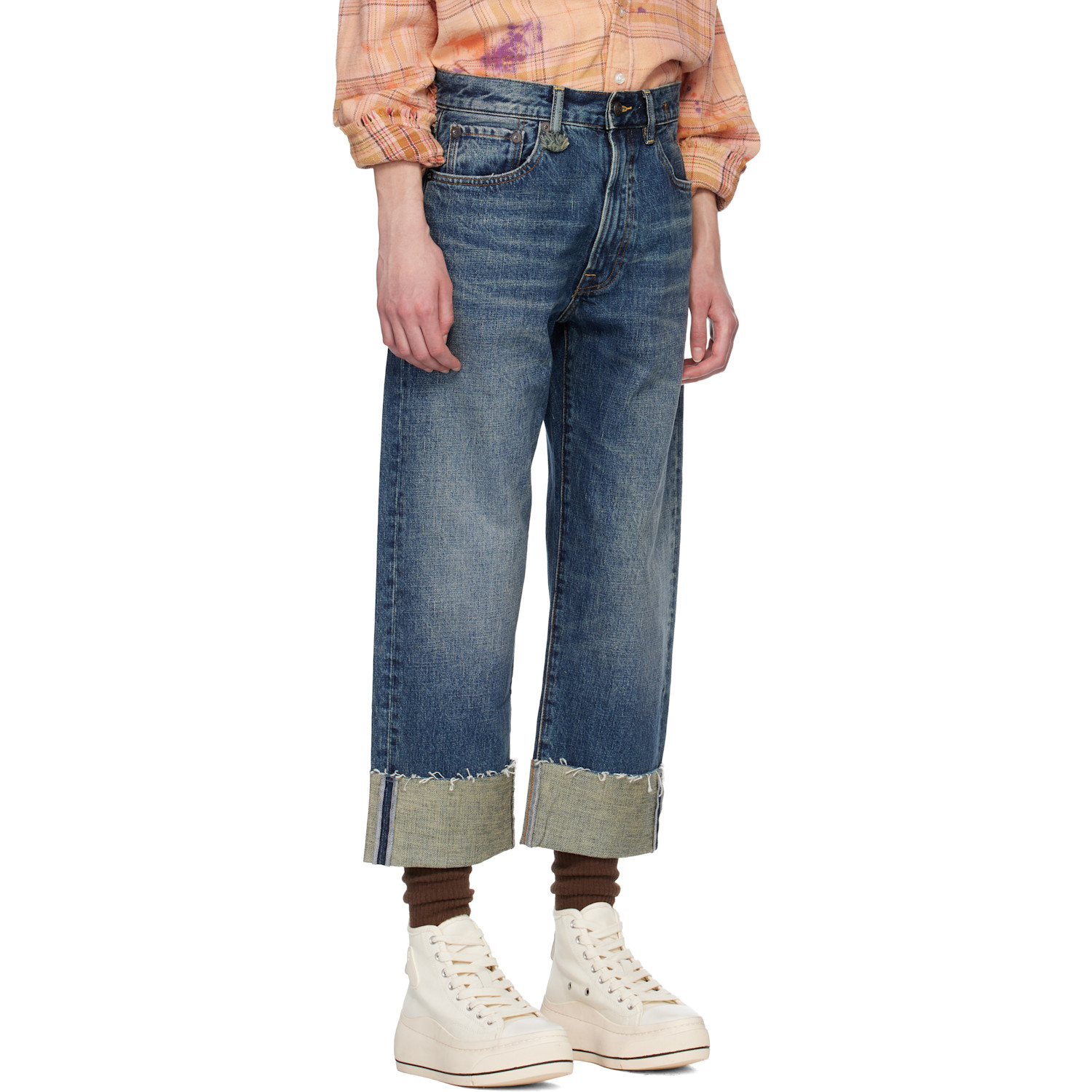  R13 Blue Cuffed X-boyfriend Jeans 