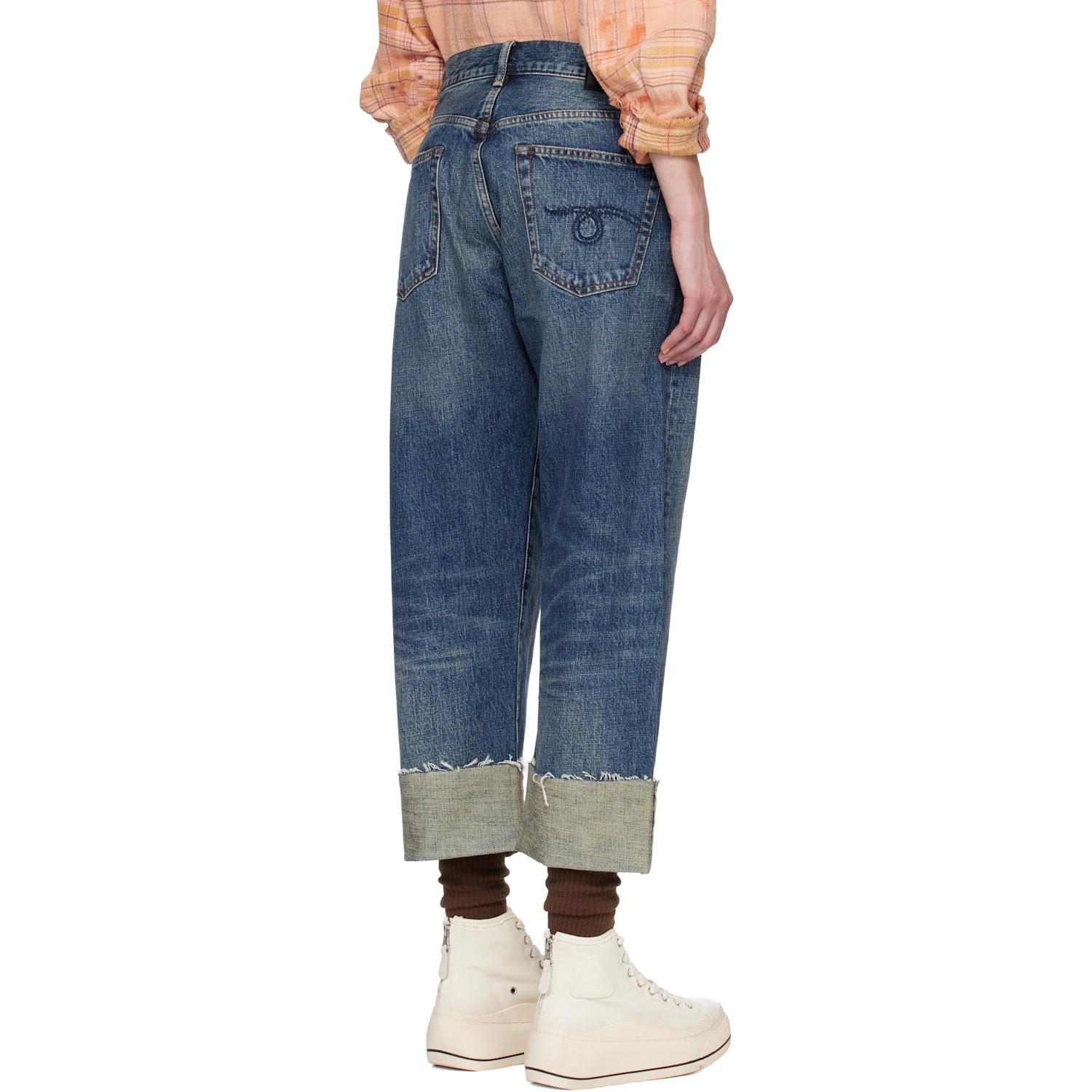  R13 Blue Cuffed X-boyfriend Jeans 