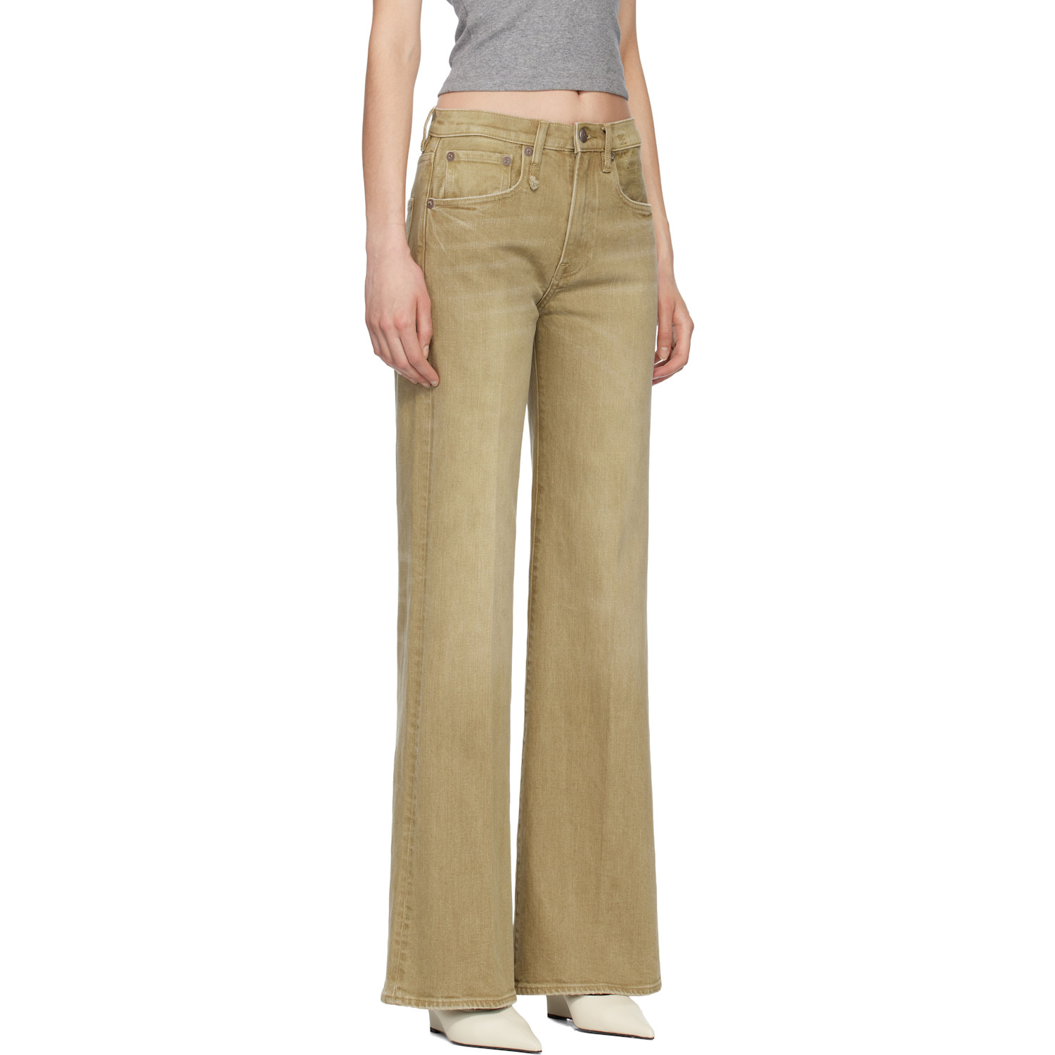  R13 Beige Flared High-rise Jeans 