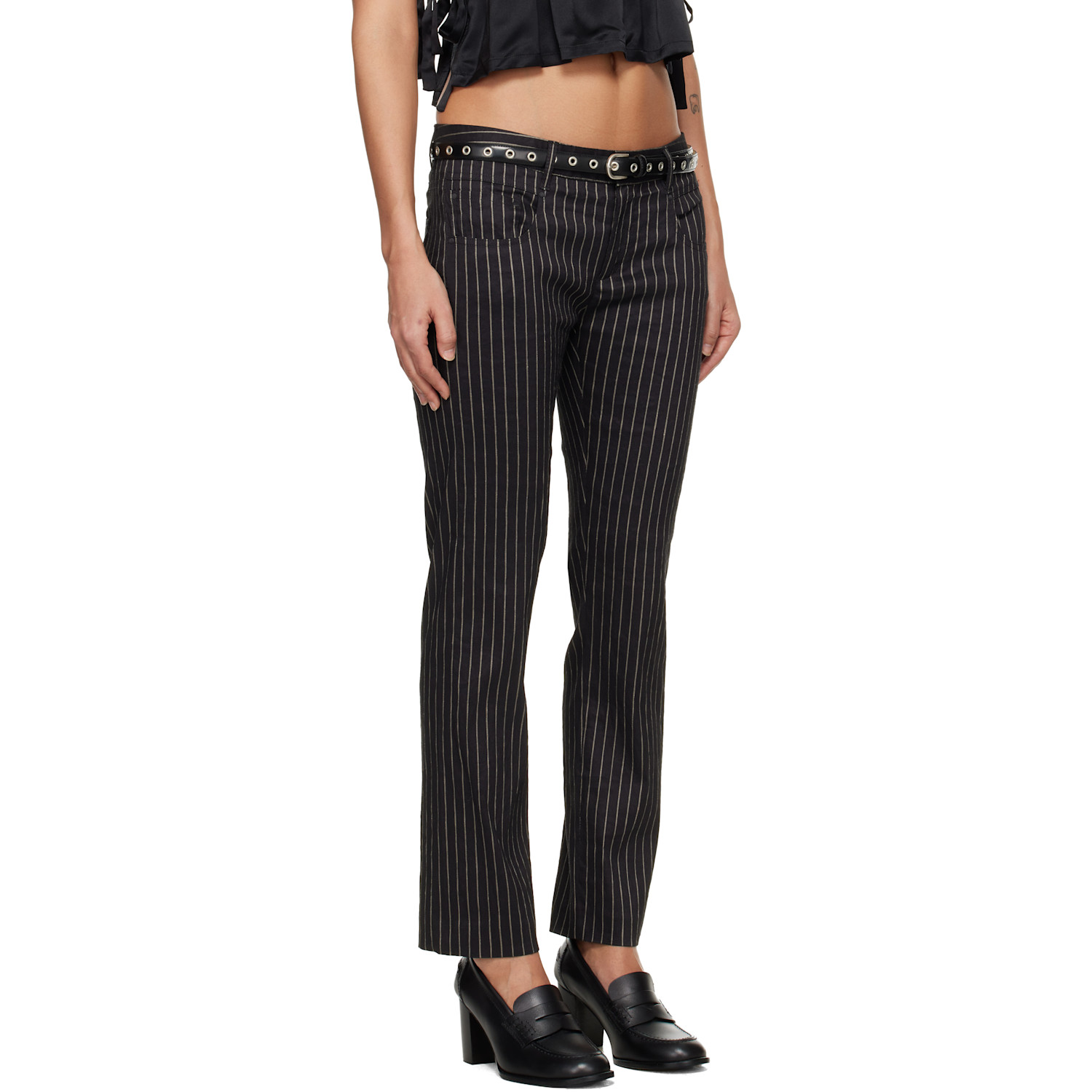  R13 Black Tailored Boy Straight Trousers 